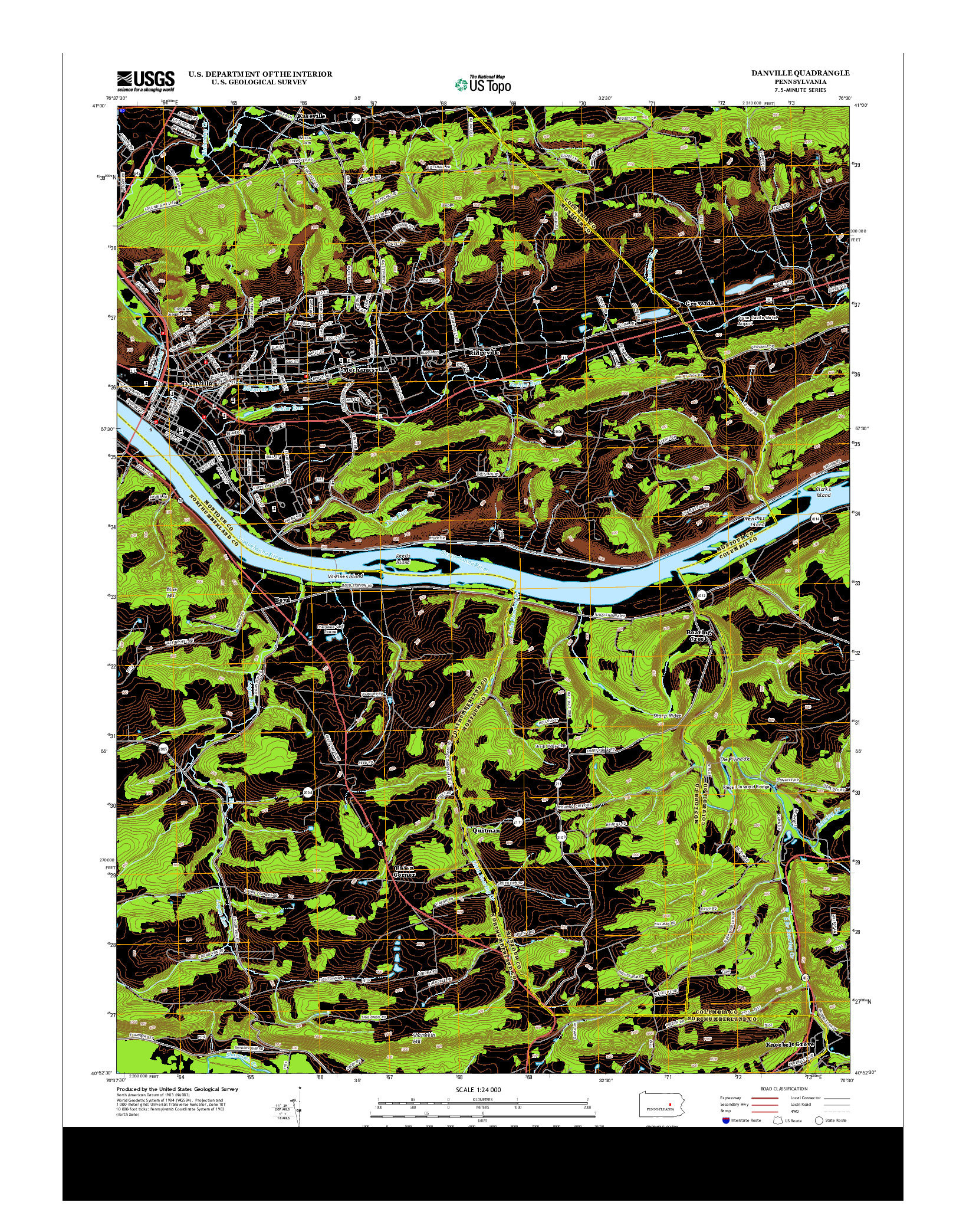 USGS US TOPO 7.5-MINUTE MAP FOR DANVILLE, PA 2013