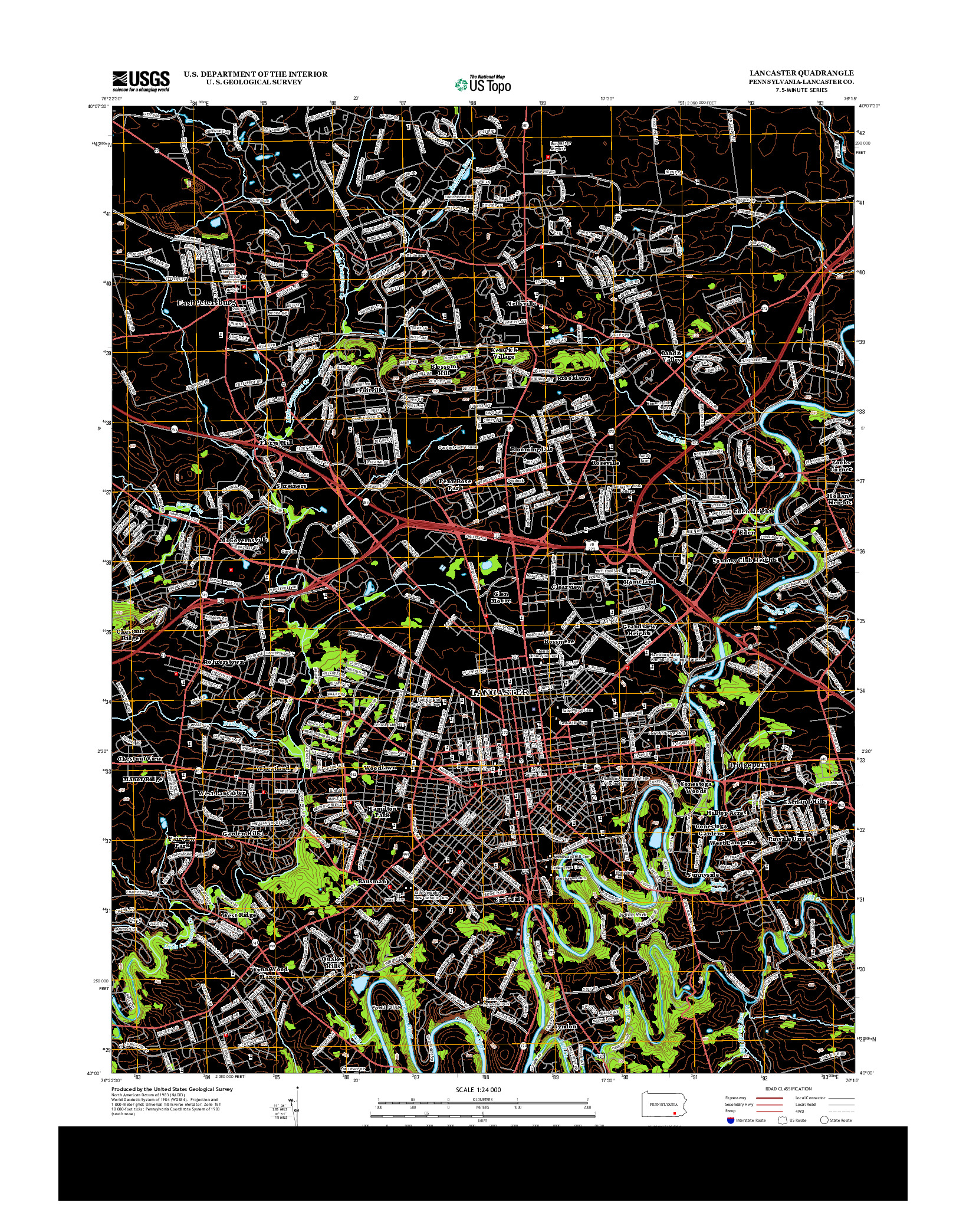USGS US TOPO 7.5-MINUTE MAP FOR LANCASTER, PA 2013