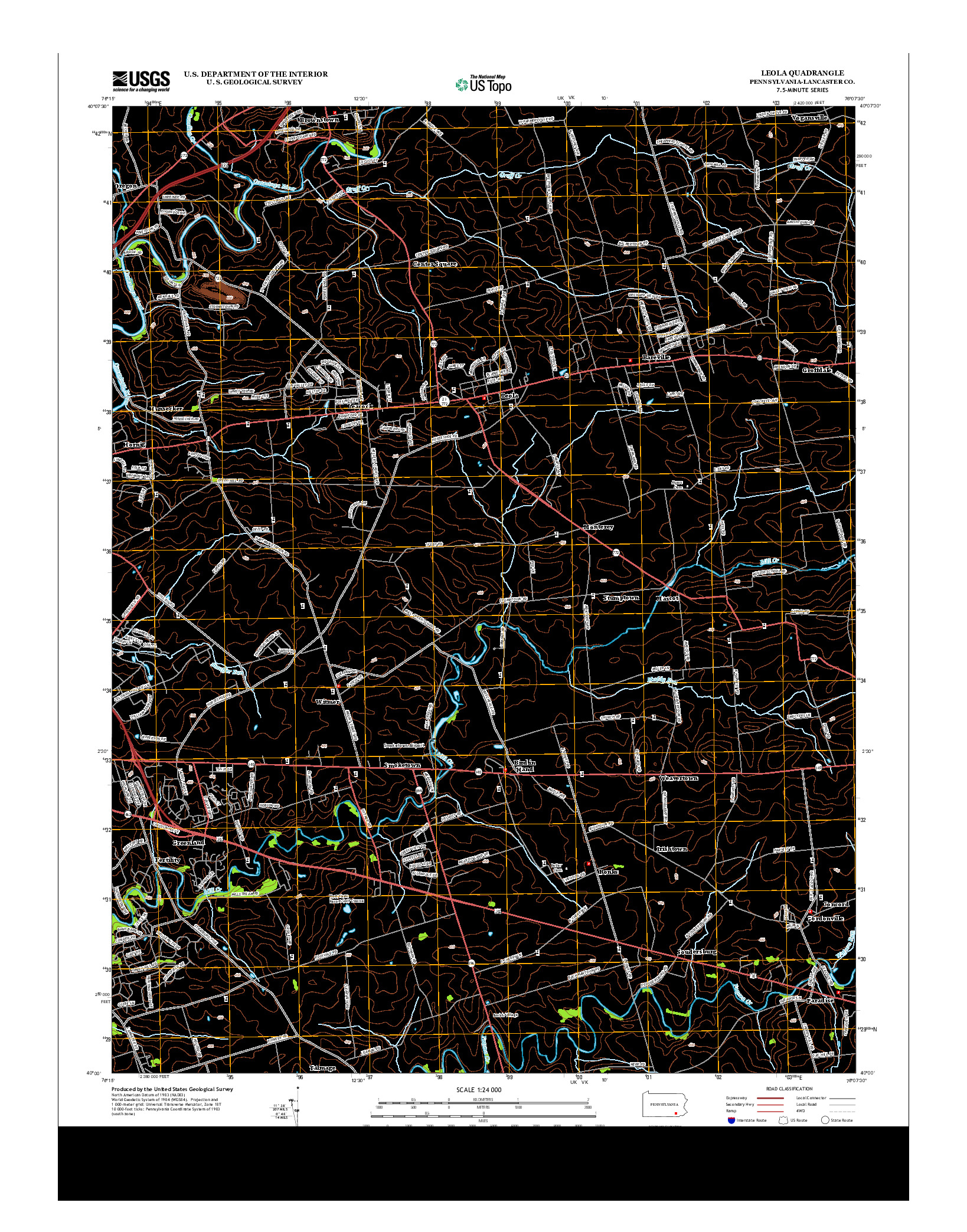 USGS US TOPO 7.5-MINUTE MAP FOR LEOLA, PA 2013