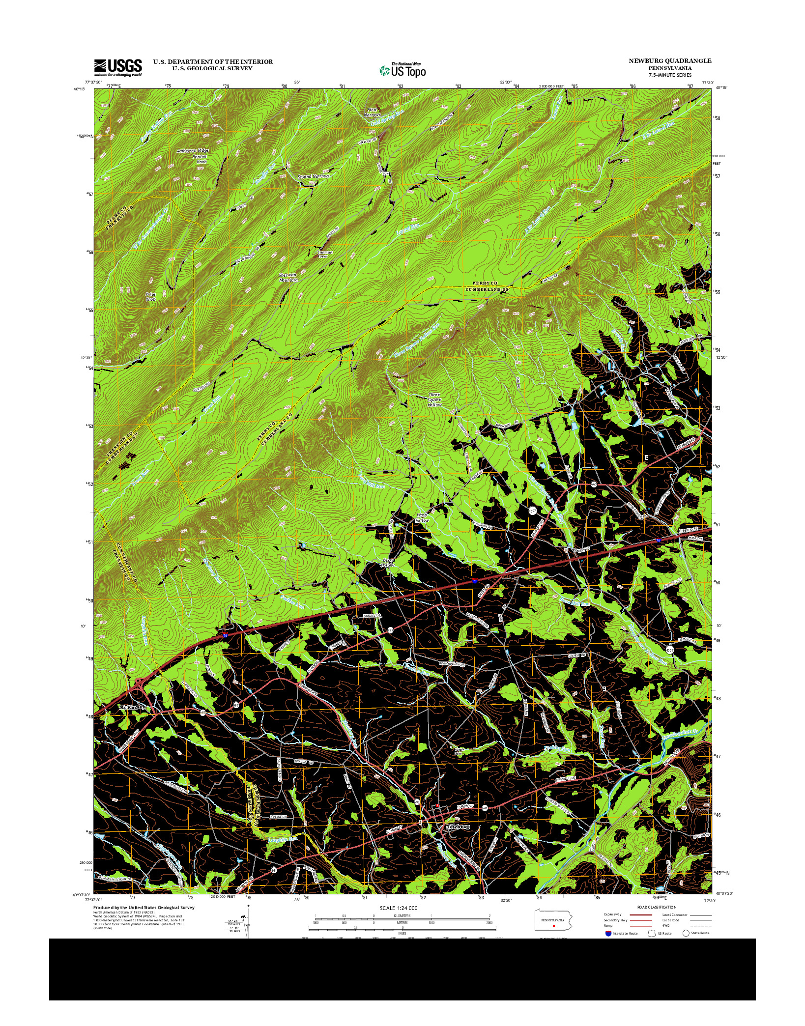 USGS US TOPO 7.5-MINUTE MAP FOR NEWBURG, PA 2013