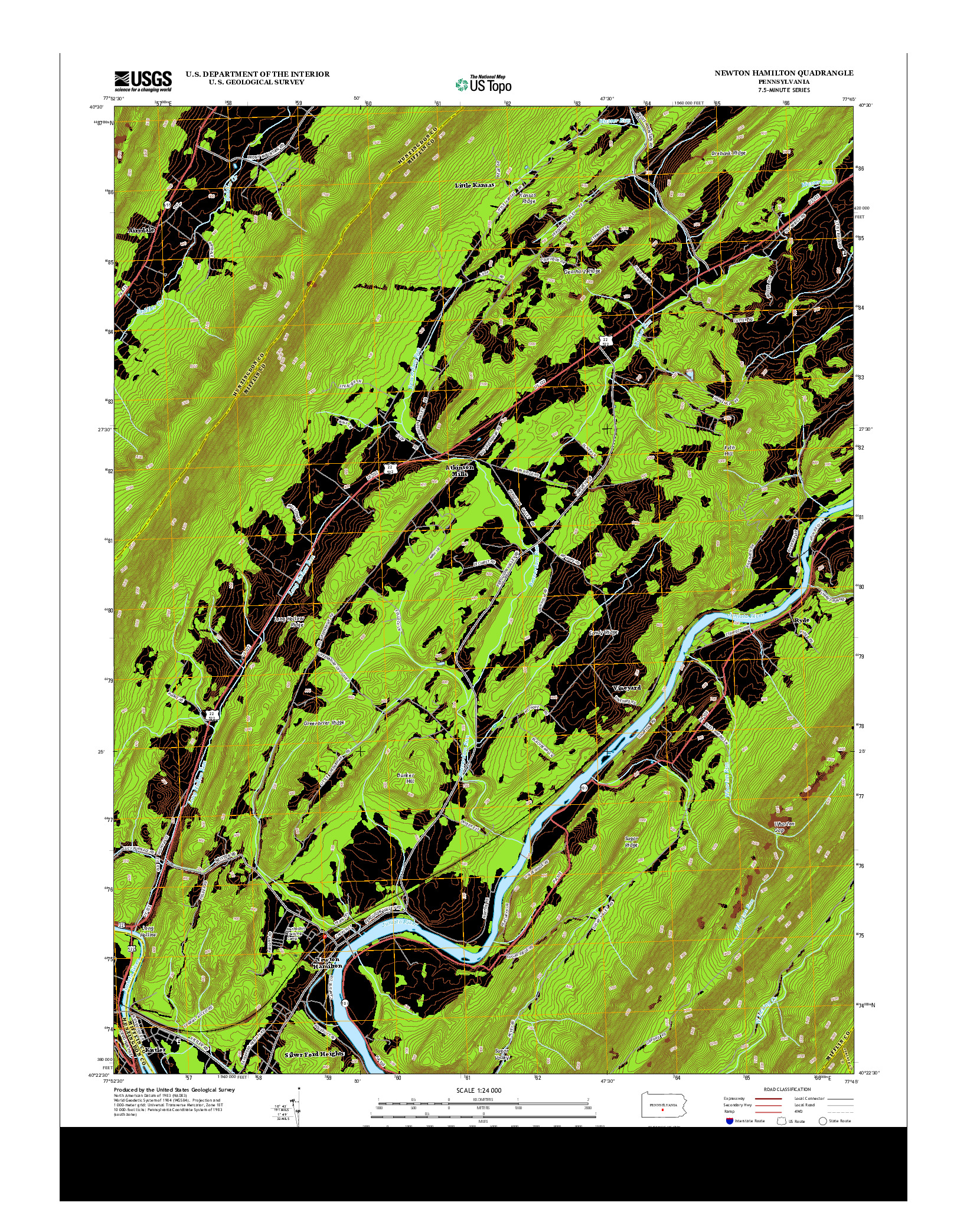 USGS US TOPO 7.5-MINUTE MAP FOR NEWTON HAMILTON, PA 2013