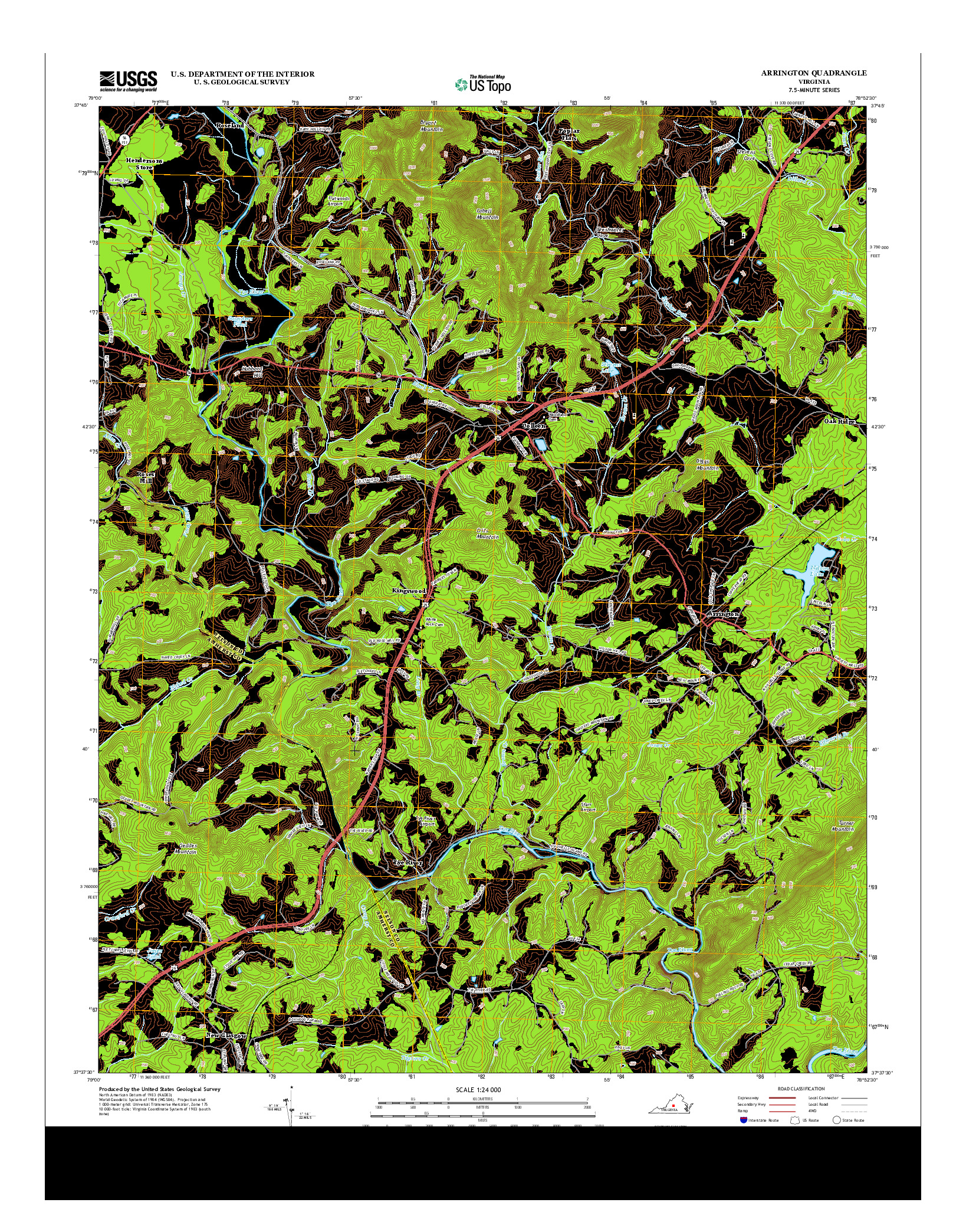 USGS US TOPO 7.5-MINUTE MAP FOR ARRINGTON, VA 2013