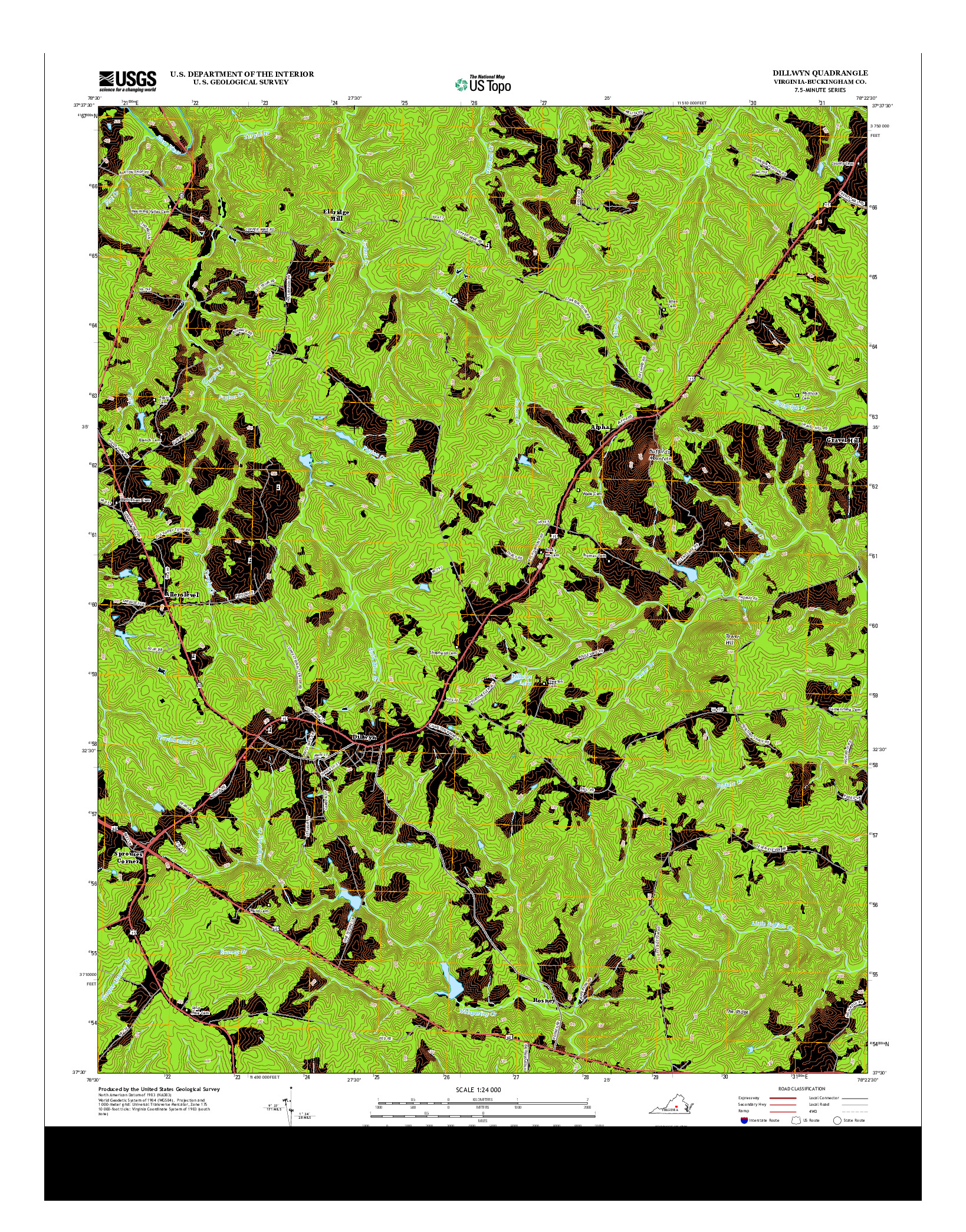 USGS US TOPO 7.5-MINUTE MAP FOR DILLWYN, VA 2013