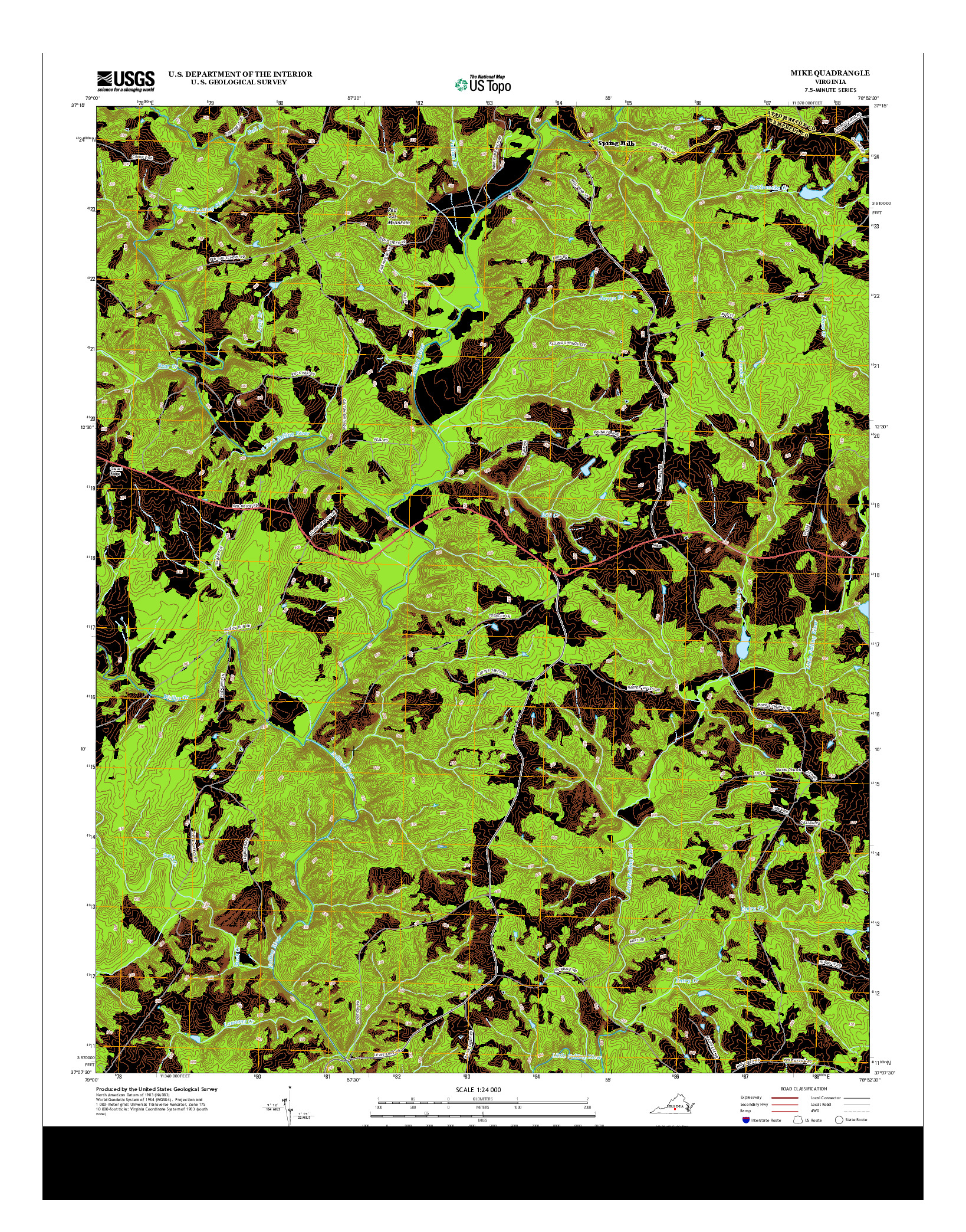 USGS US TOPO 7.5-MINUTE MAP FOR MIKE, VA 2013