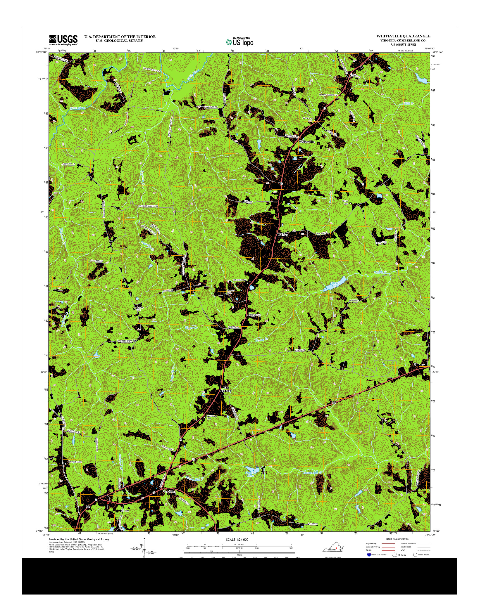 USGS US TOPO 7.5-MINUTE MAP FOR WHITEVILLE, VA 2013