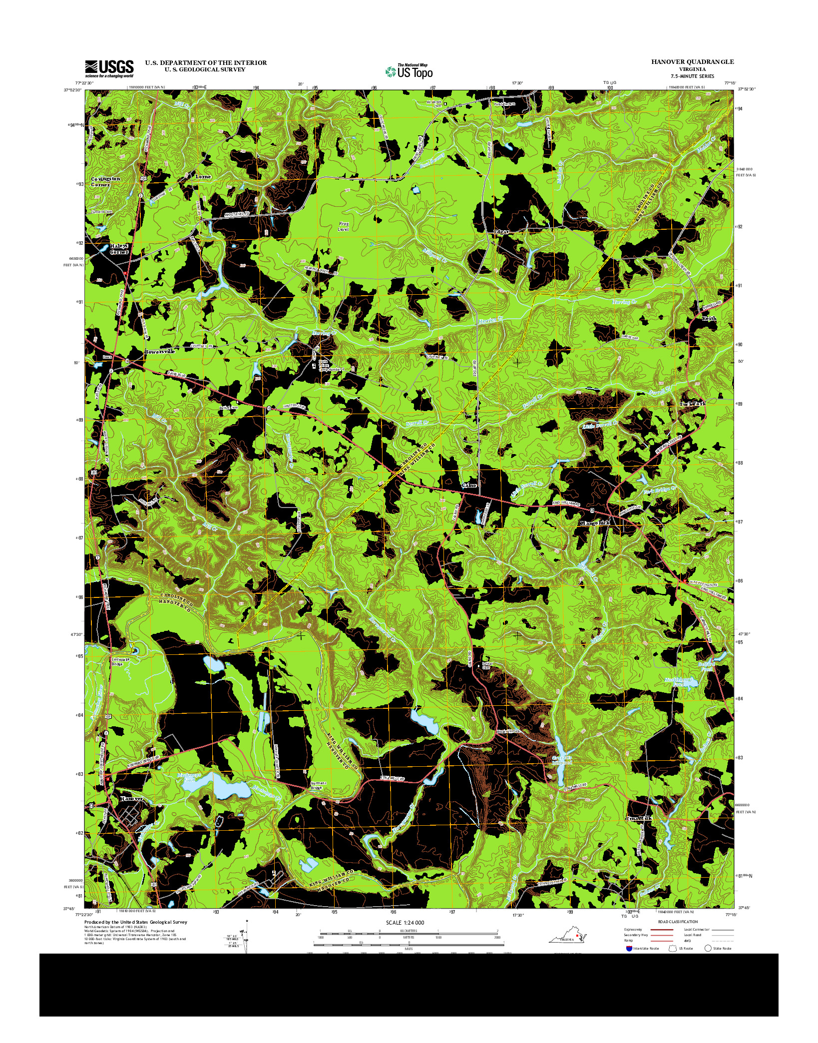 USGS US TOPO 7.5-MINUTE MAP FOR HANOVER, VA 2013