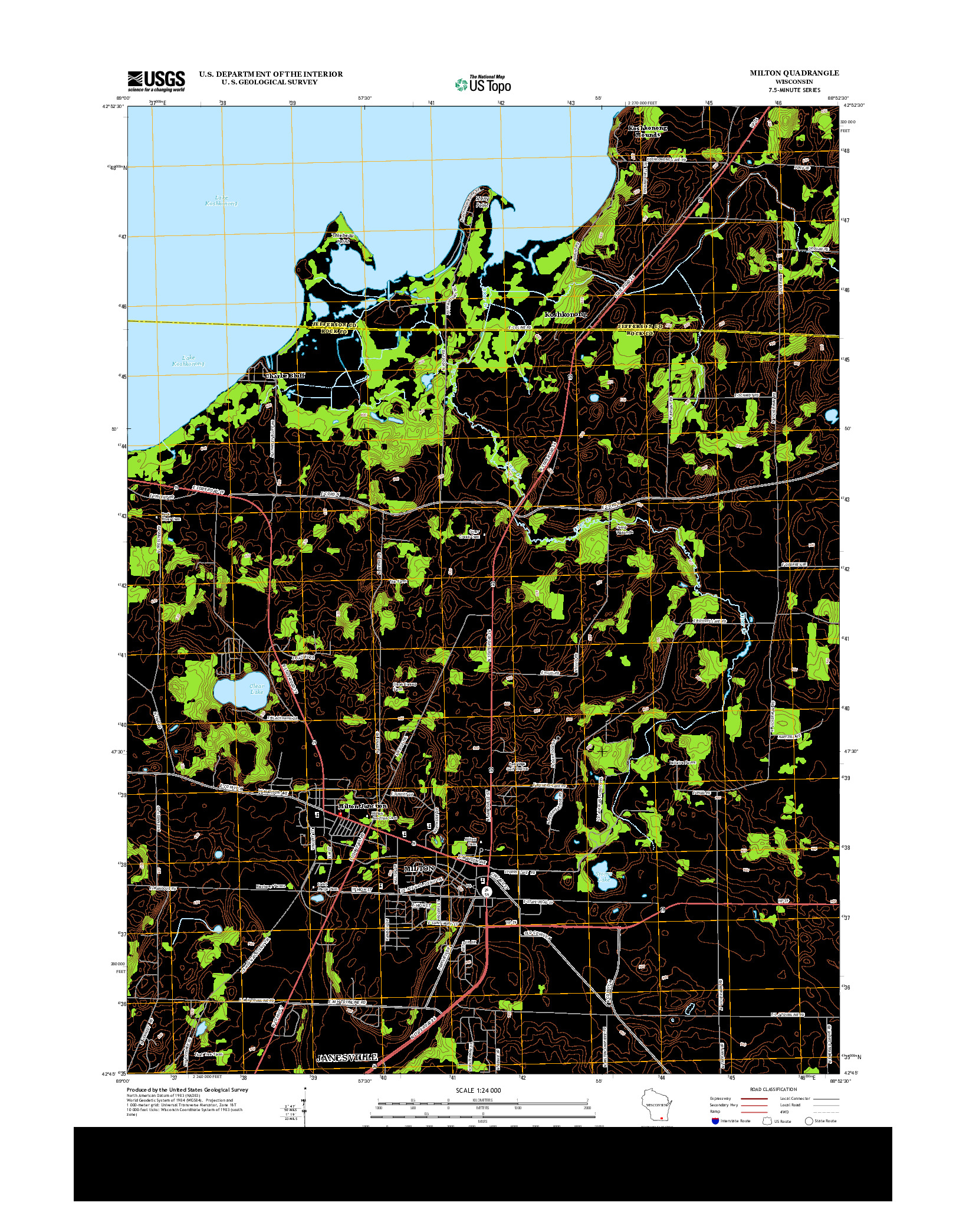 USGS US TOPO 7.5-MINUTE MAP FOR MILTON, WI 2013