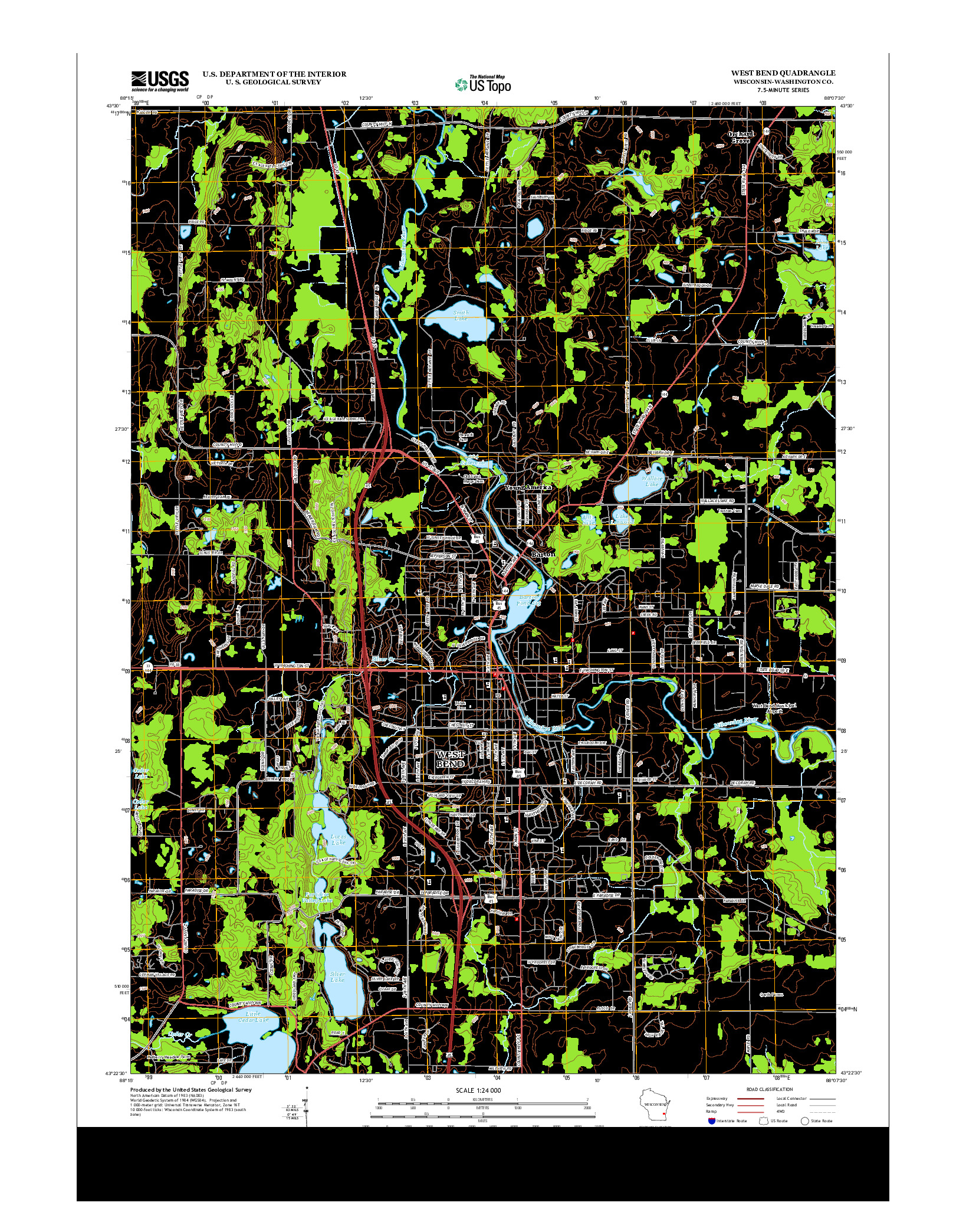 USGS US TOPO 7.5-MINUTE MAP FOR WEST BEND, WI 2013