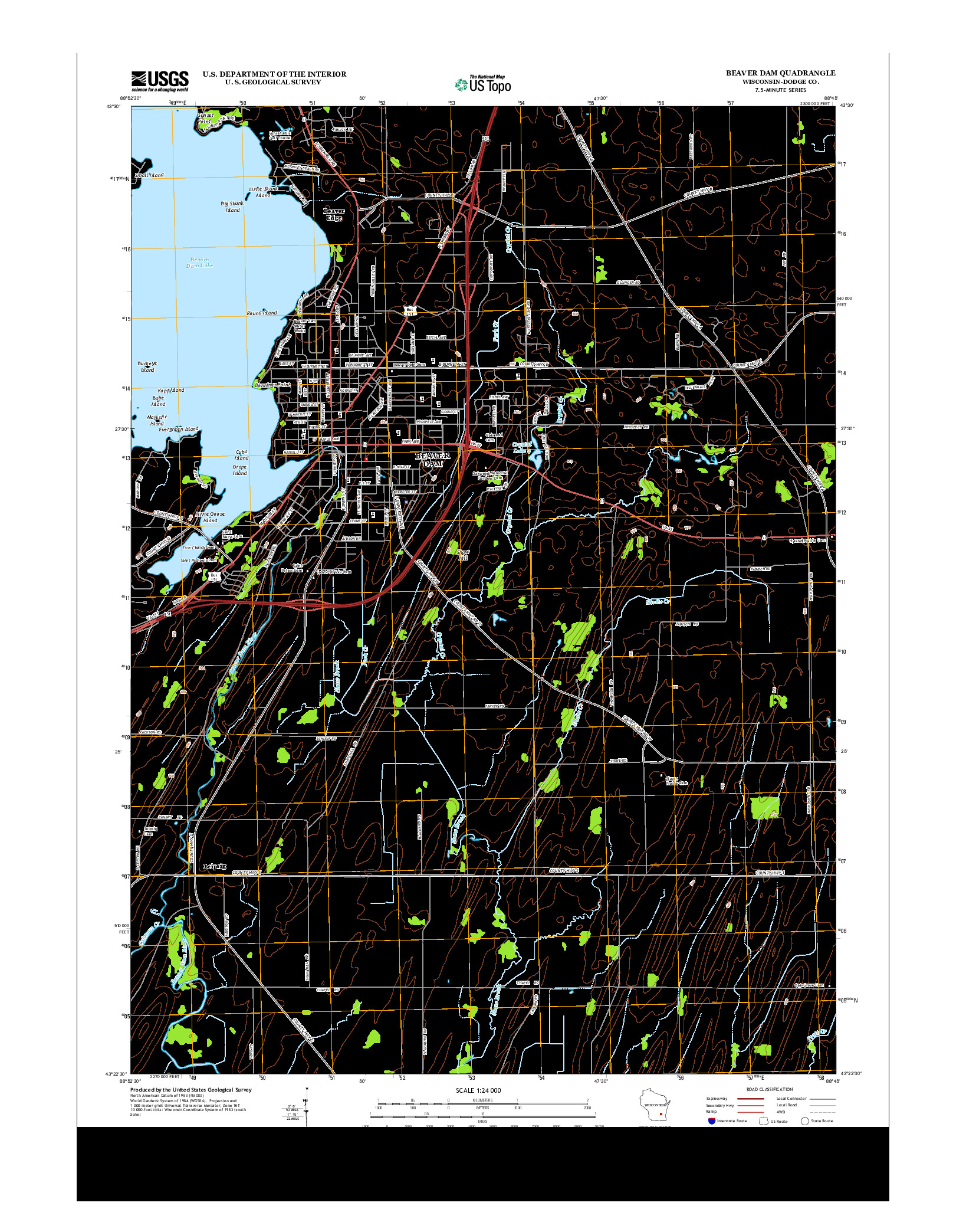 USGS US TOPO 7.5-MINUTE MAP FOR BEAVER DAM, WI 2013