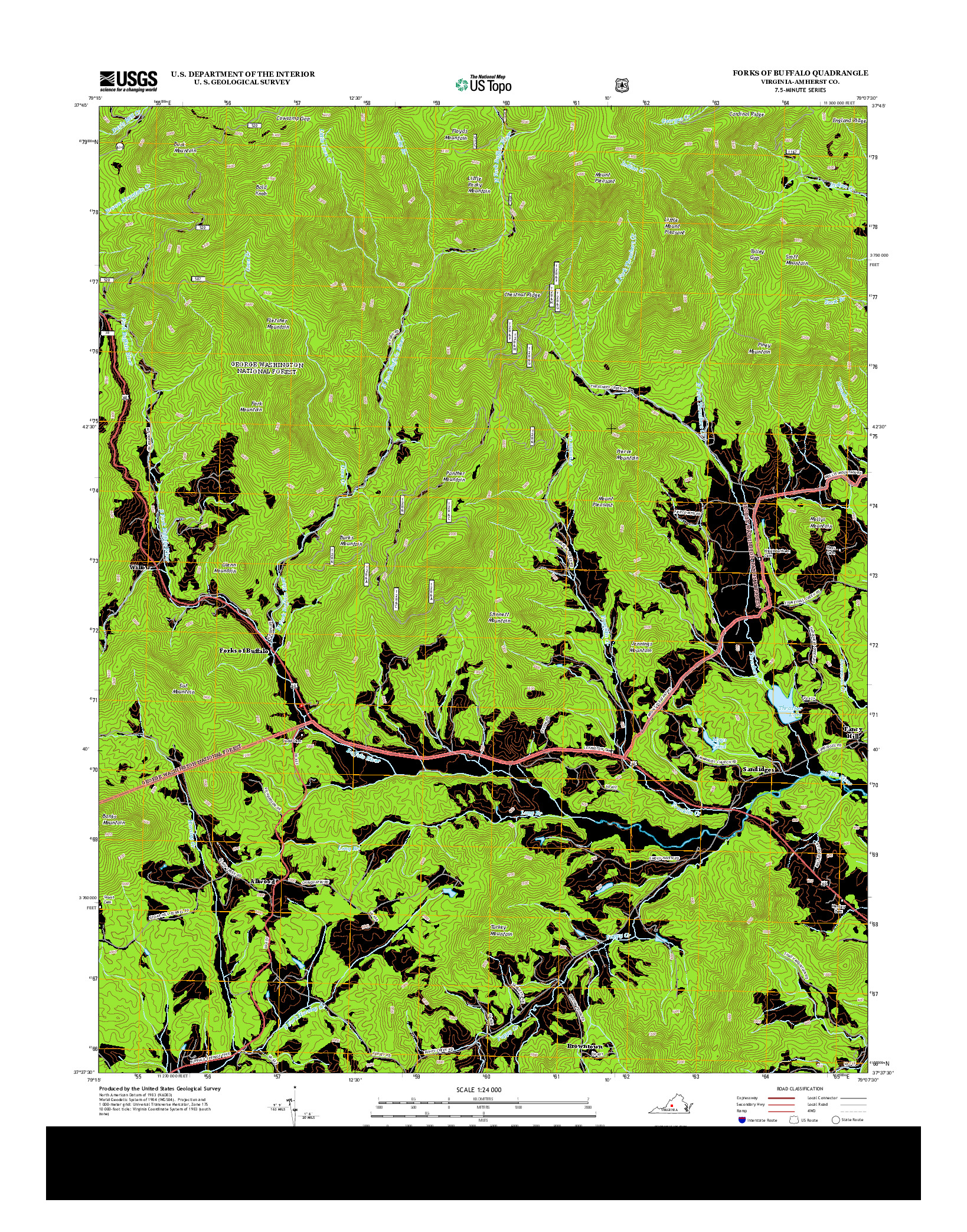 USGS US TOPO 7.5-MINUTE MAP FOR FORKS OF BUFFALO, VA 2013