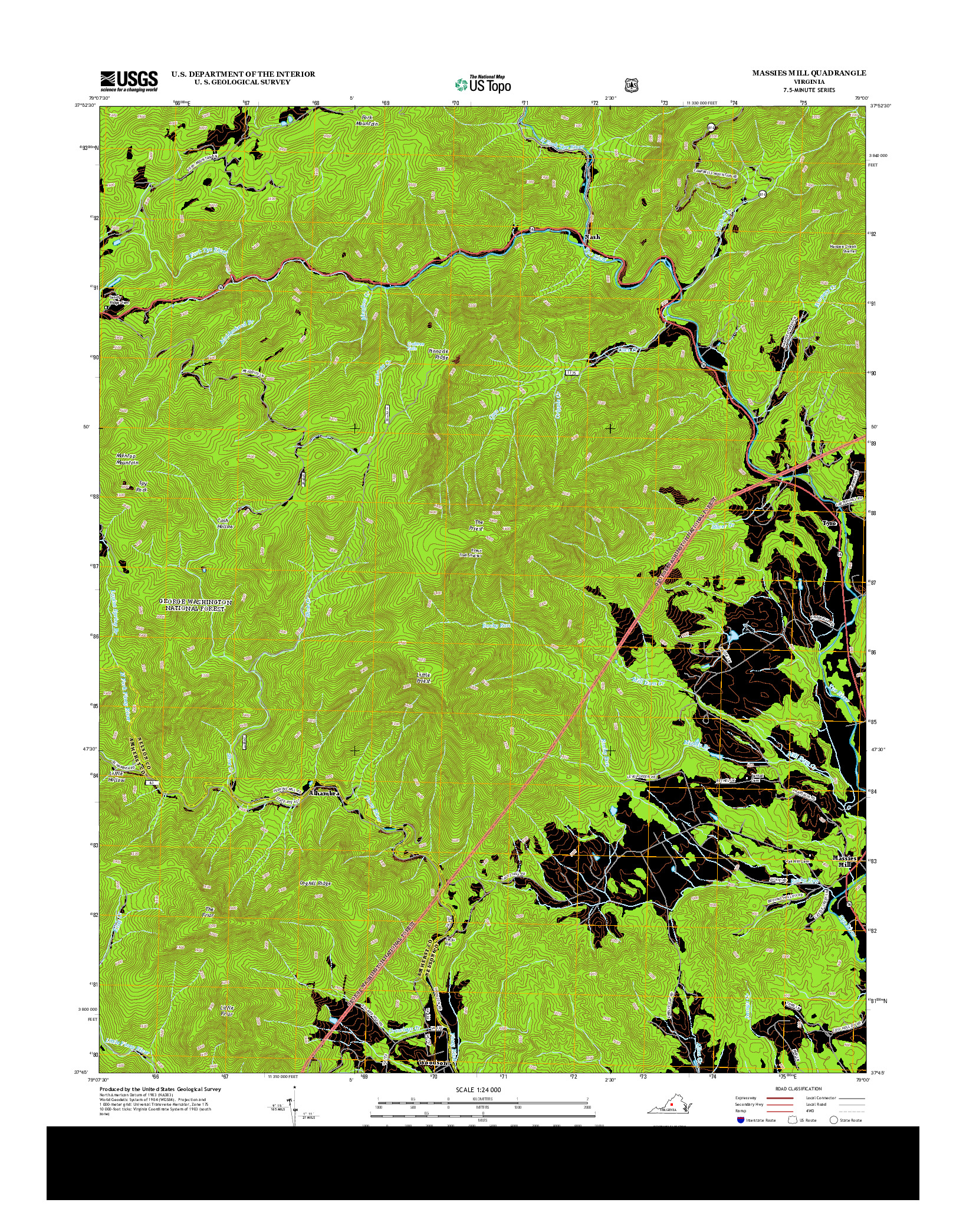 USGS US TOPO 7.5-MINUTE MAP FOR MASSIES MILL, VA 2013