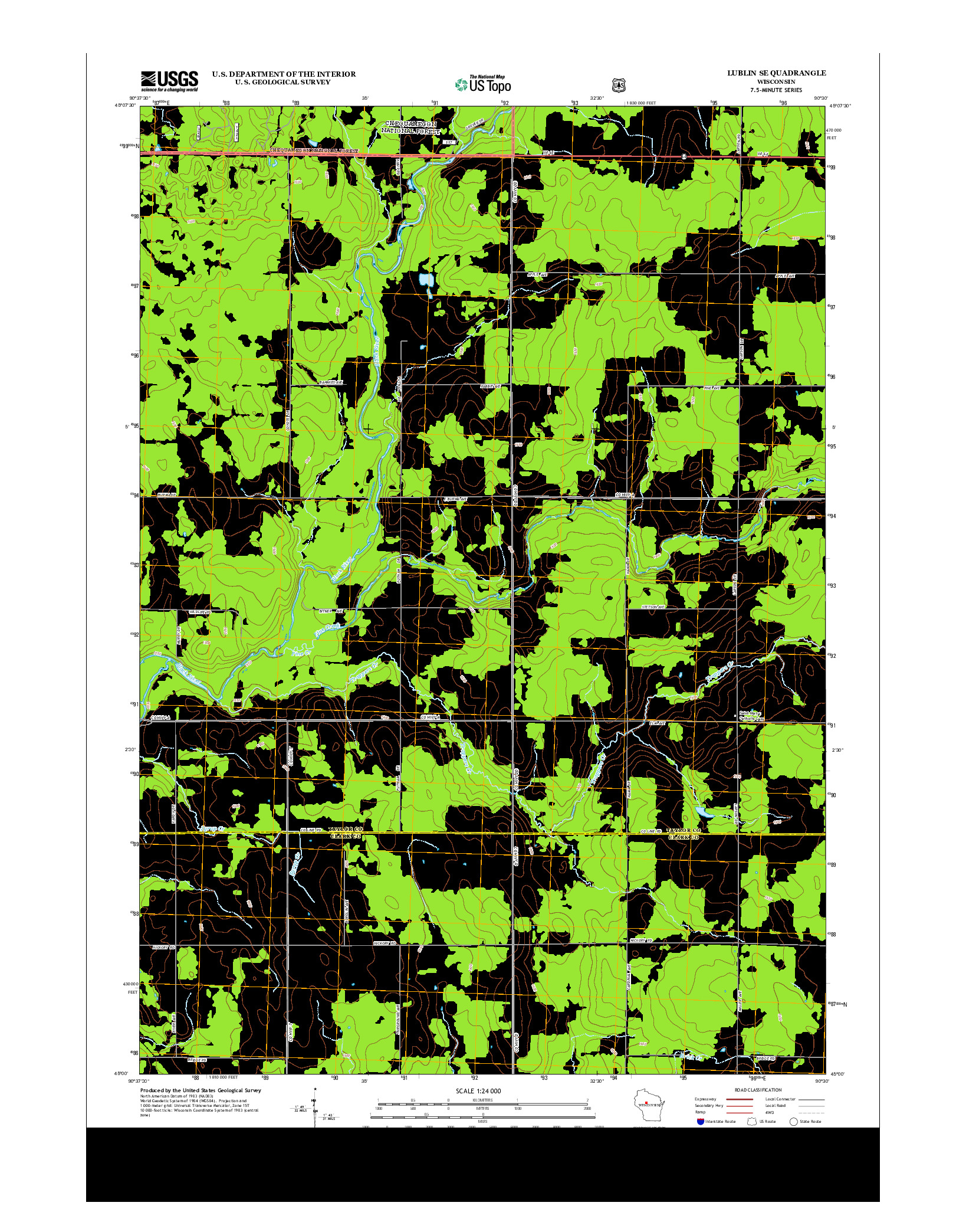USGS US TOPO 7.5-MINUTE MAP FOR LUBLIN SE, WI 2013
