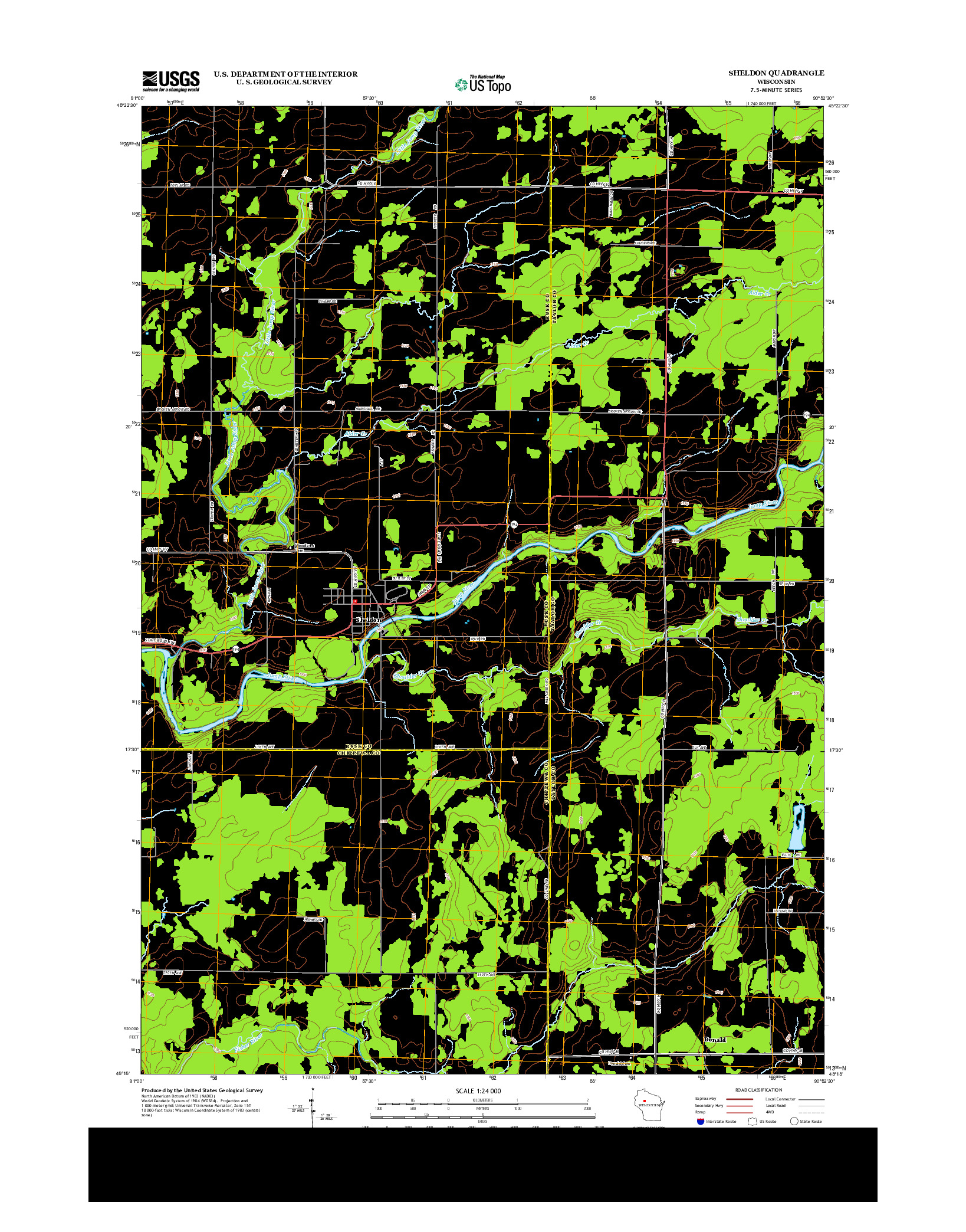 USGS US TOPO 7.5-MINUTE MAP FOR SHELDON, WI 2013
