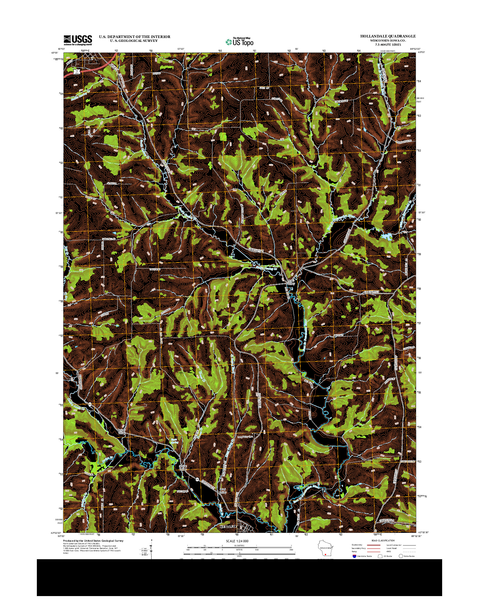 USGS US TOPO 7.5-MINUTE MAP FOR HOLLANDALE, WI 2013