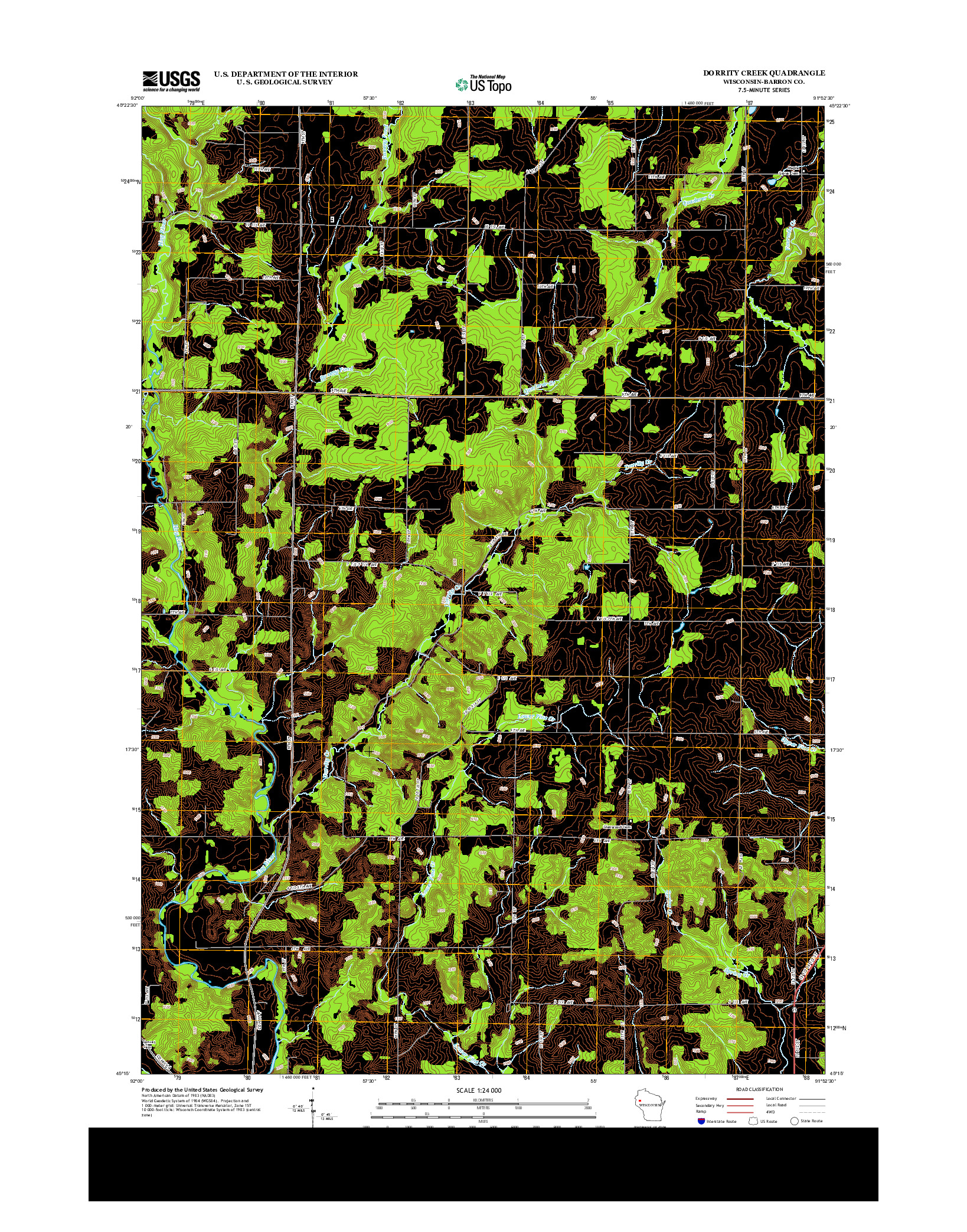 USGS US TOPO 7.5-MINUTE MAP FOR DORRITY CREEK, WI 2013