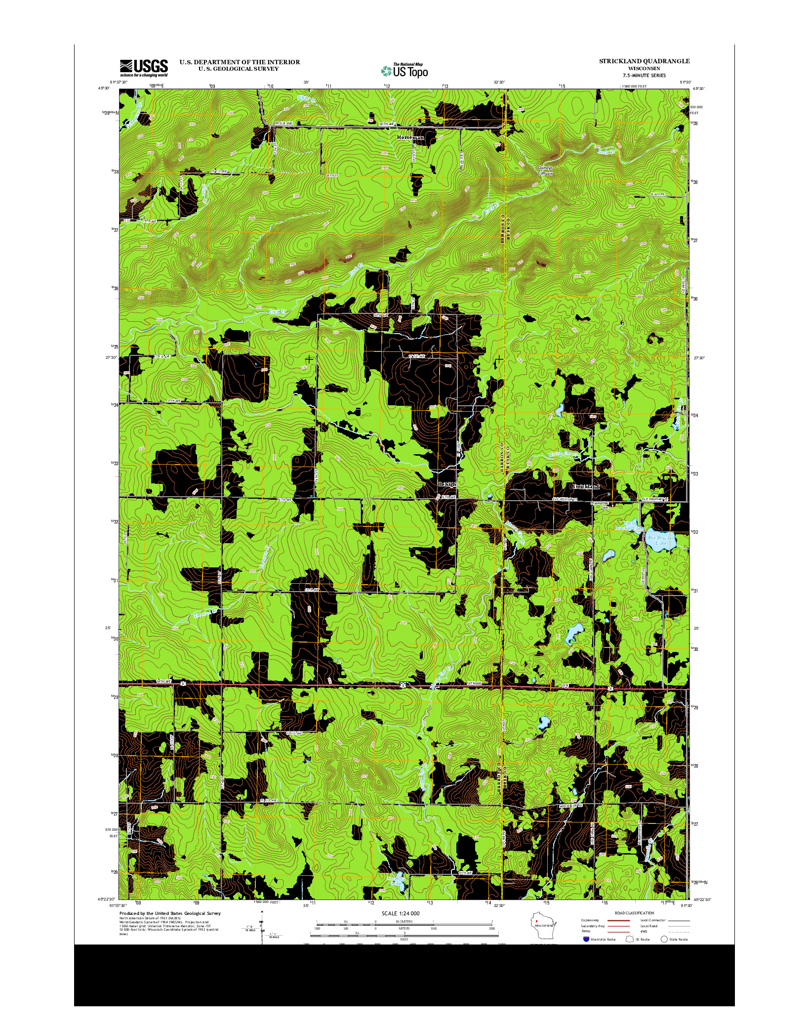 USGS US TOPO 7.5-MINUTE MAP FOR STRICKLAND, WI 2013