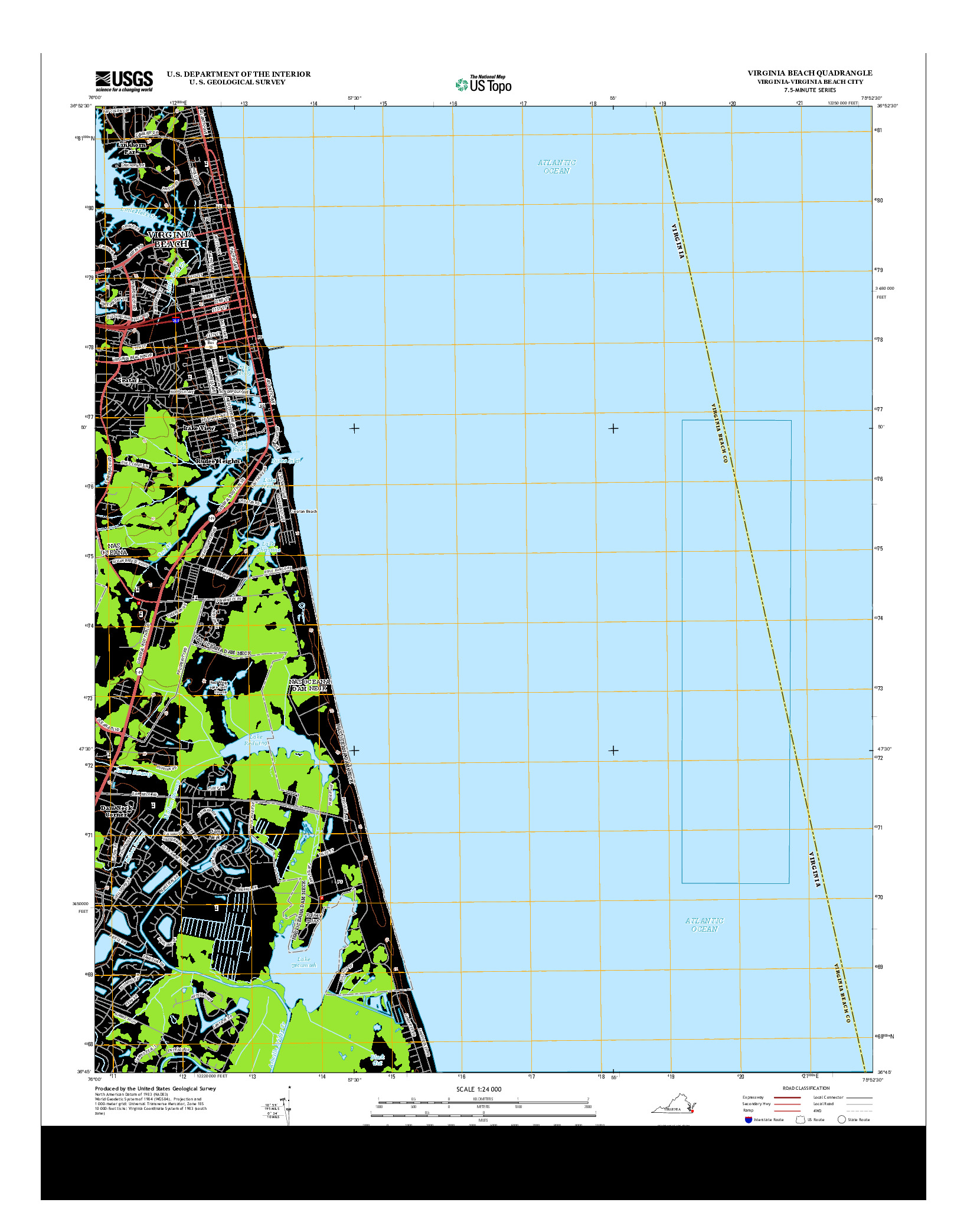 USGS US TOPO 7.5-MINUTE MAP FOR VIRGINIA BEACH, VA 2013