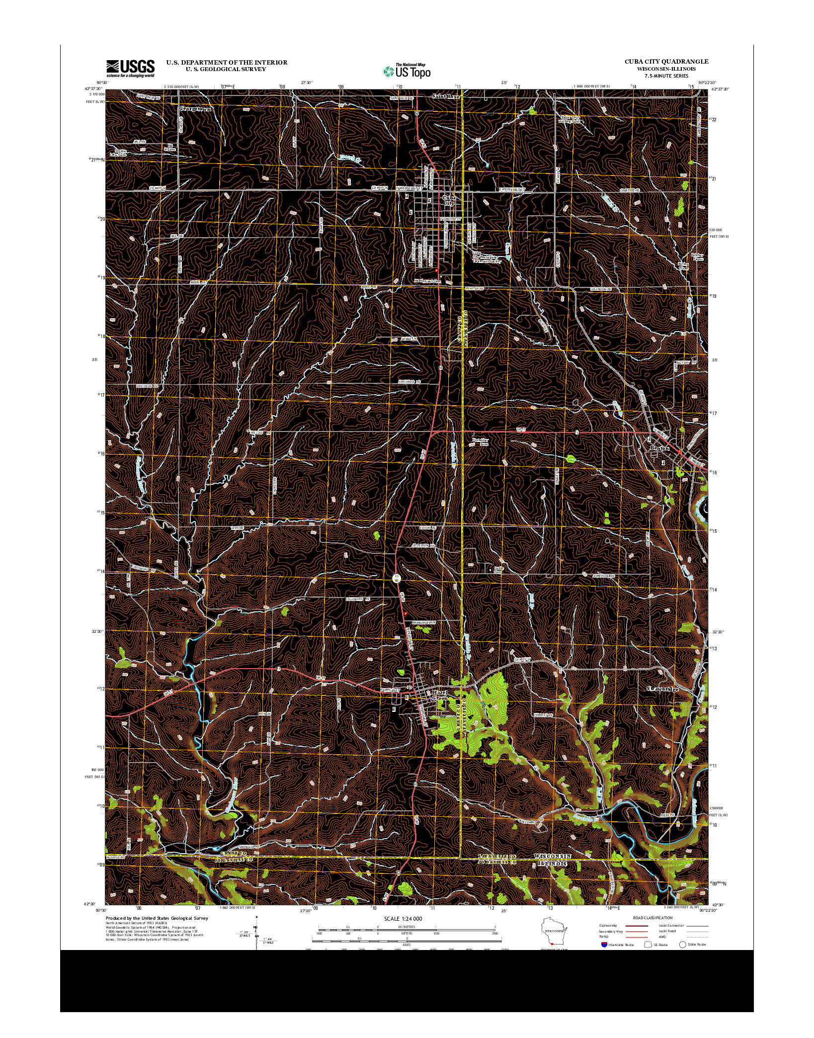 USGS US TOPO 7.5-MINUTE MAP FOR CUBA CITY, WI-IL 2013
