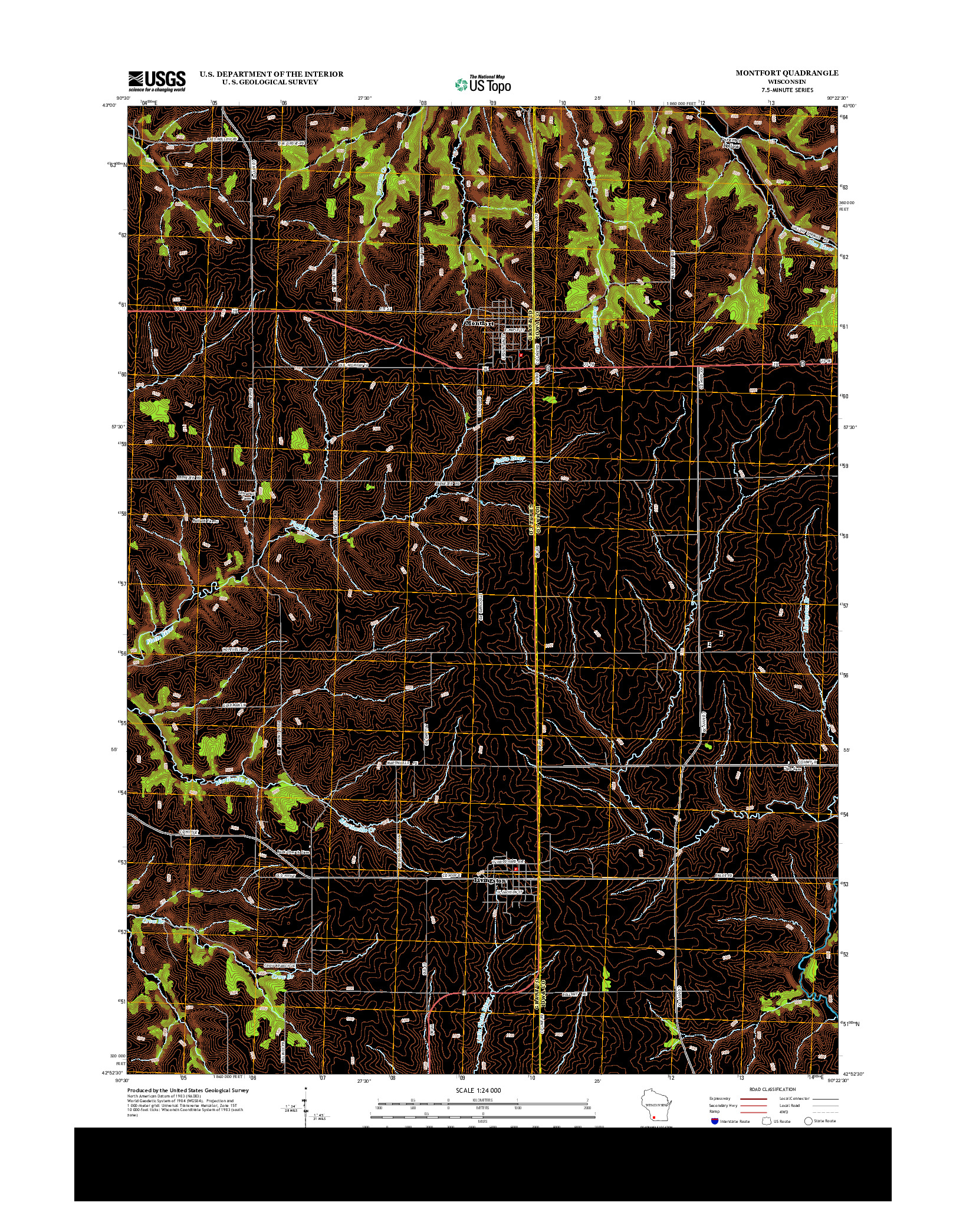 USGS US TOPO 7.5-MINUTE MAP FOR MONTFORT, WI 2013