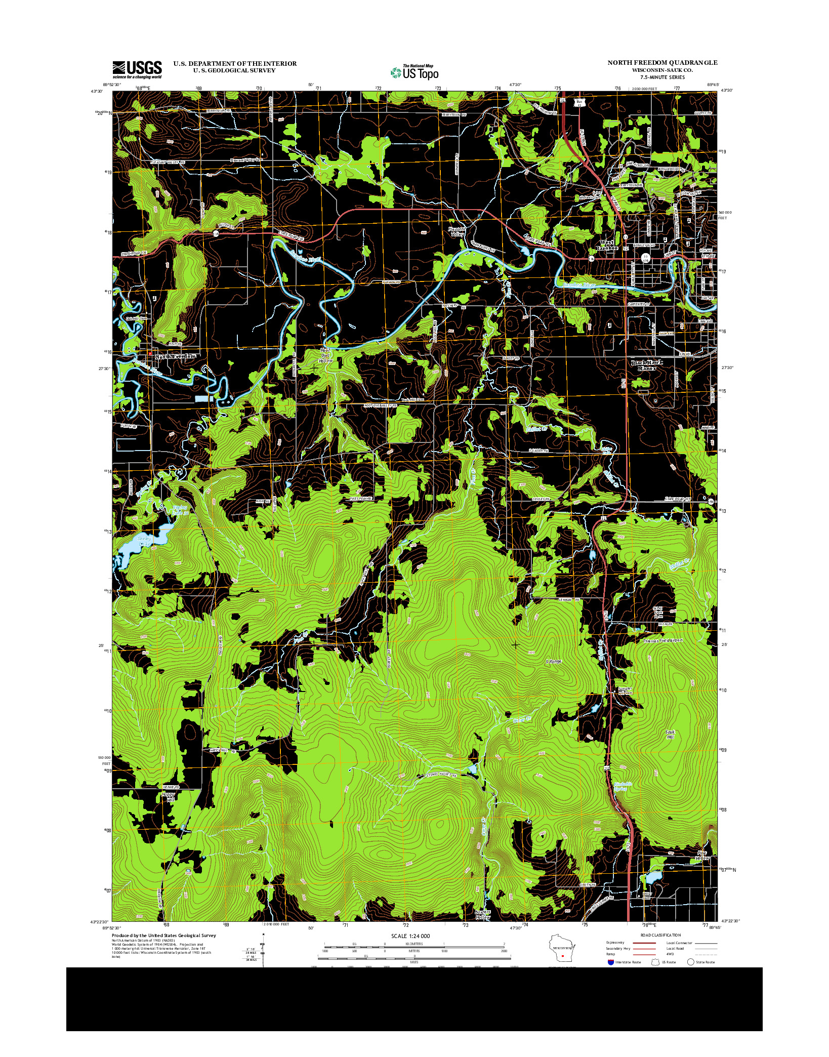 USGS US TOPO 7.5-MINUTE MAP FOR NORTH FREEDOM, WI 2013