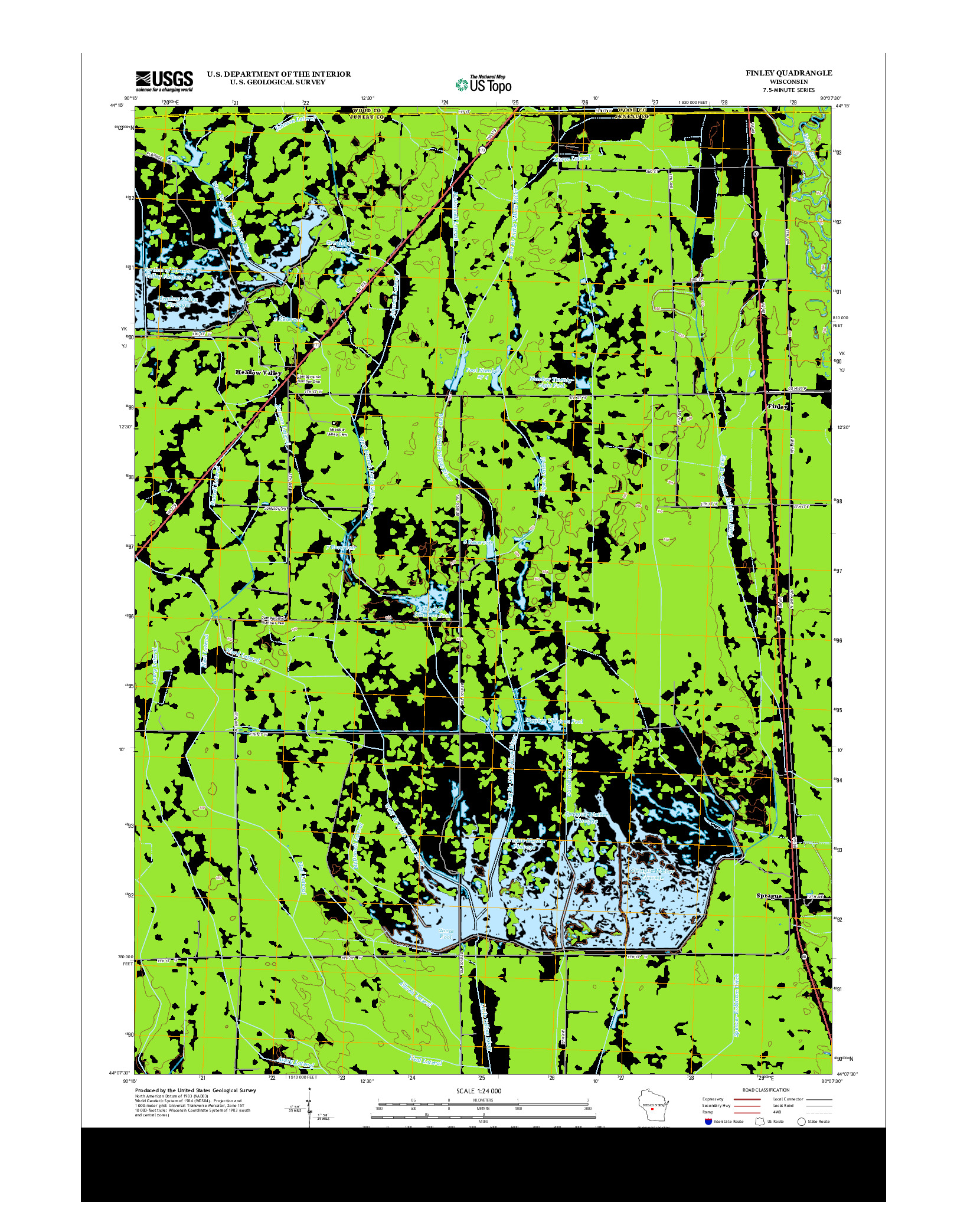 USGS US TOPO 7.5-MINUTE MAP FOR FINLEY, WI 2013