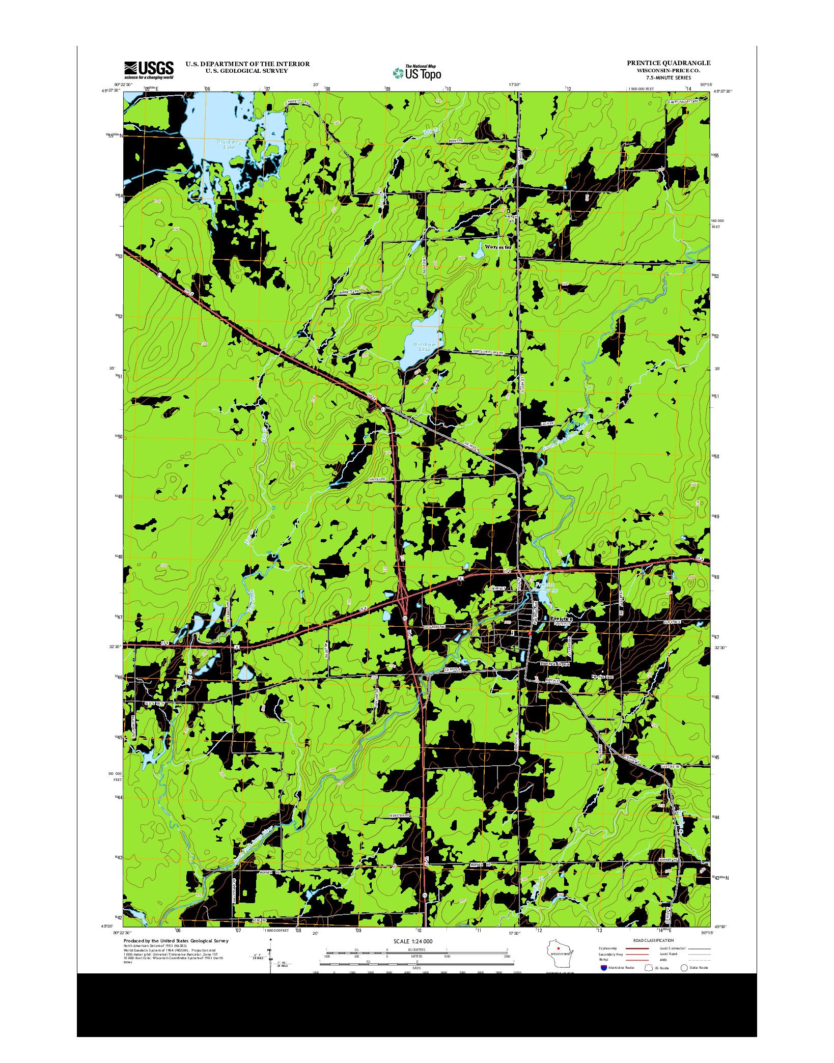 USGS US TOPO 7.5-MINUTE MAP FOR PRENTICE, WI 2013