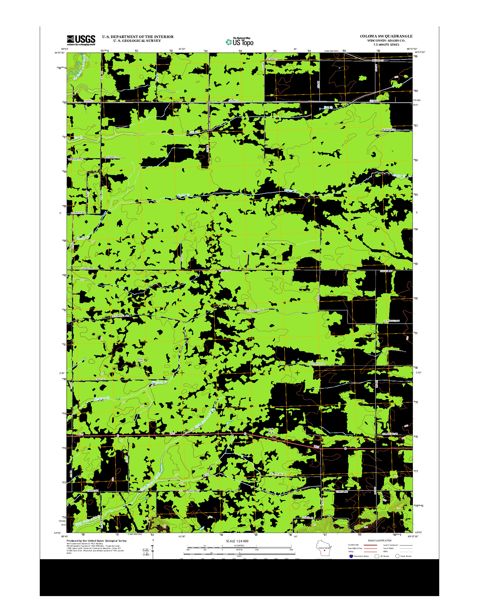 USGS US TOPO 7.5-MINUTE MAP FOR COLOMA SW, WI 2013