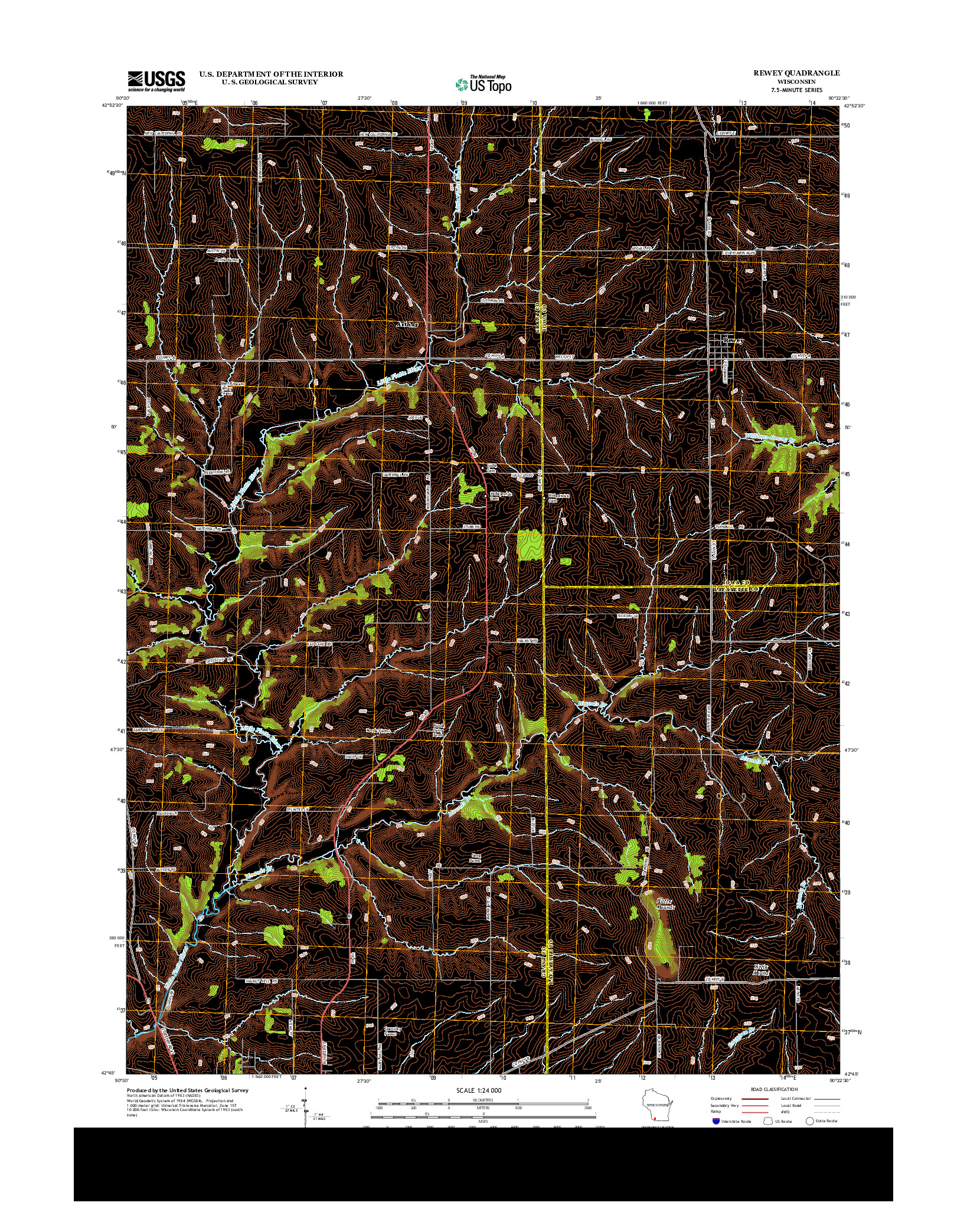 USGS US TOPO 7.5-MINUTE MAP FOR REWEY, WI 2013