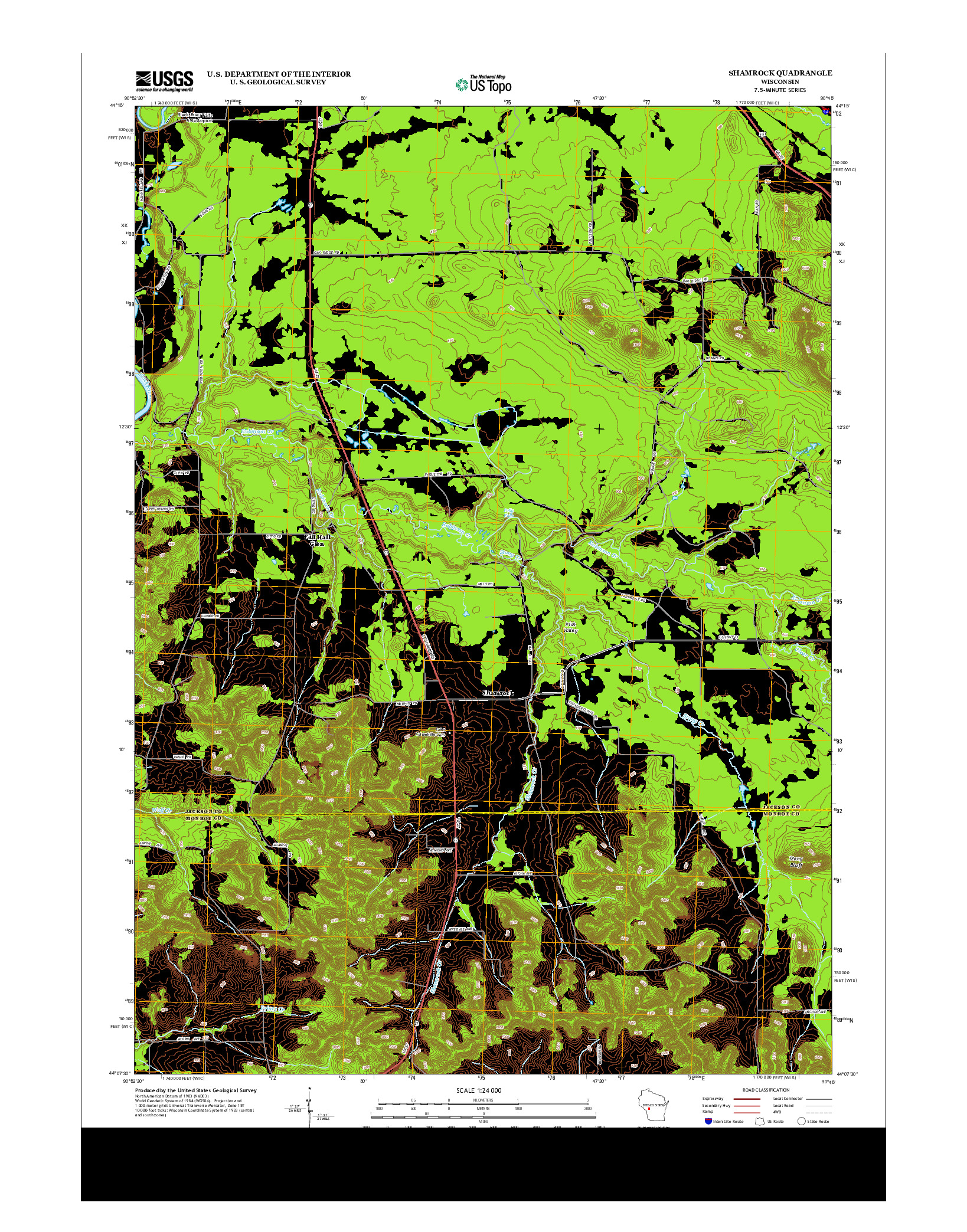 USGS US TOPO 7.5-MINUTE MAP FOR SHAMROCK, WI 2013