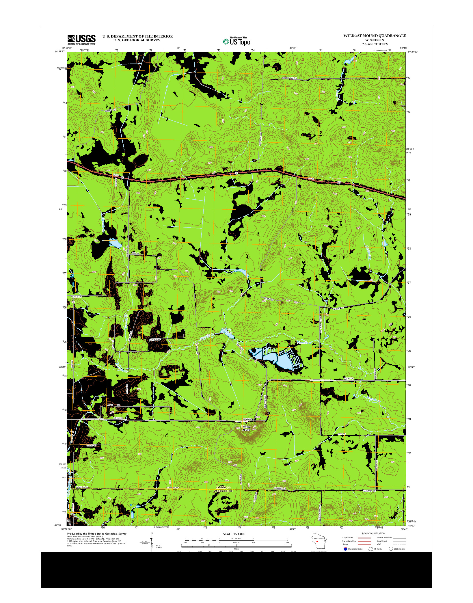 USGS US TOPO 7.5-MINUTE MAP FOR WILDCAT MOUND, WI 2013