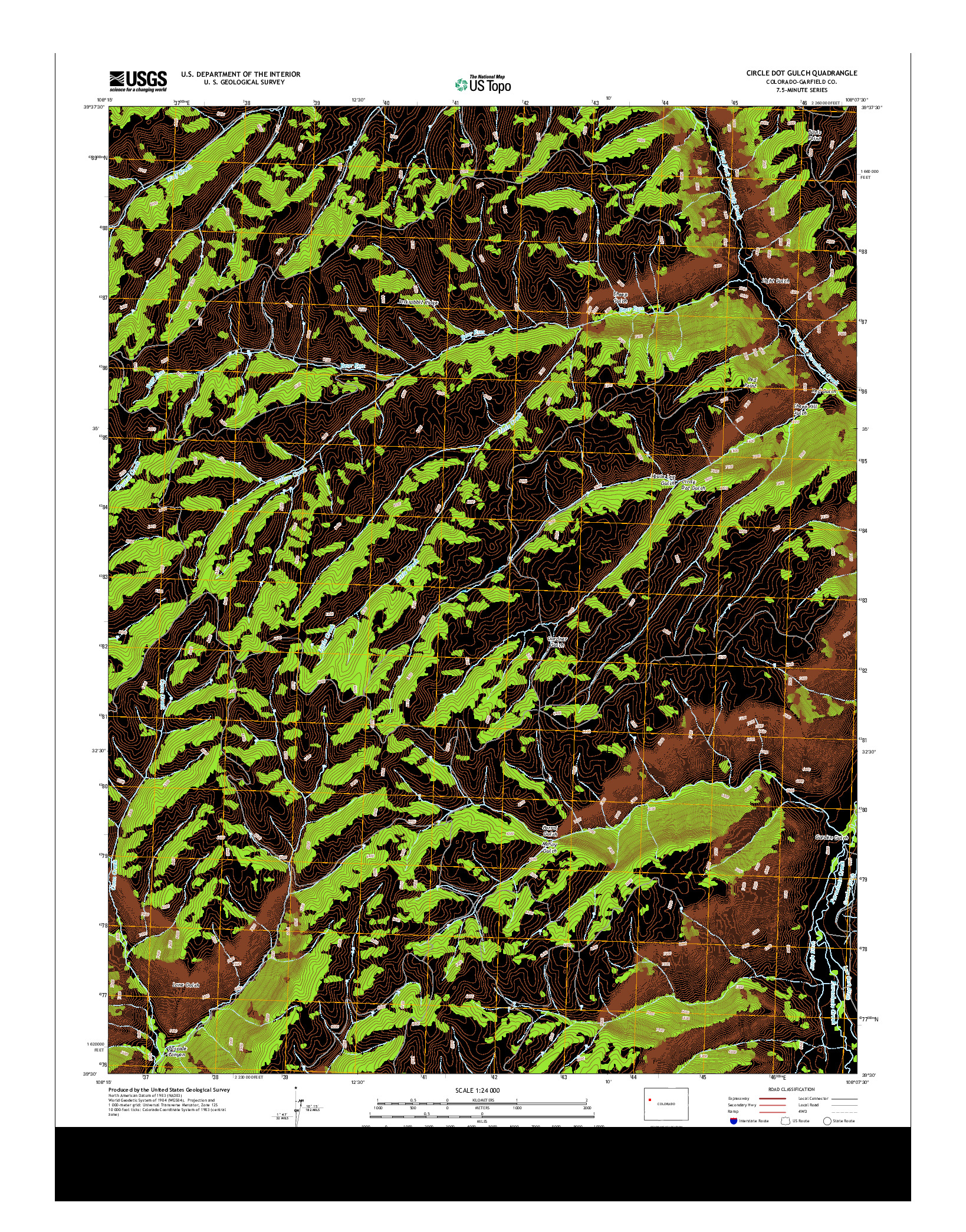 USGS US TOPO 7.5-MINUTE MAP FOR CIRCLE DOT GULCH, CO 2013