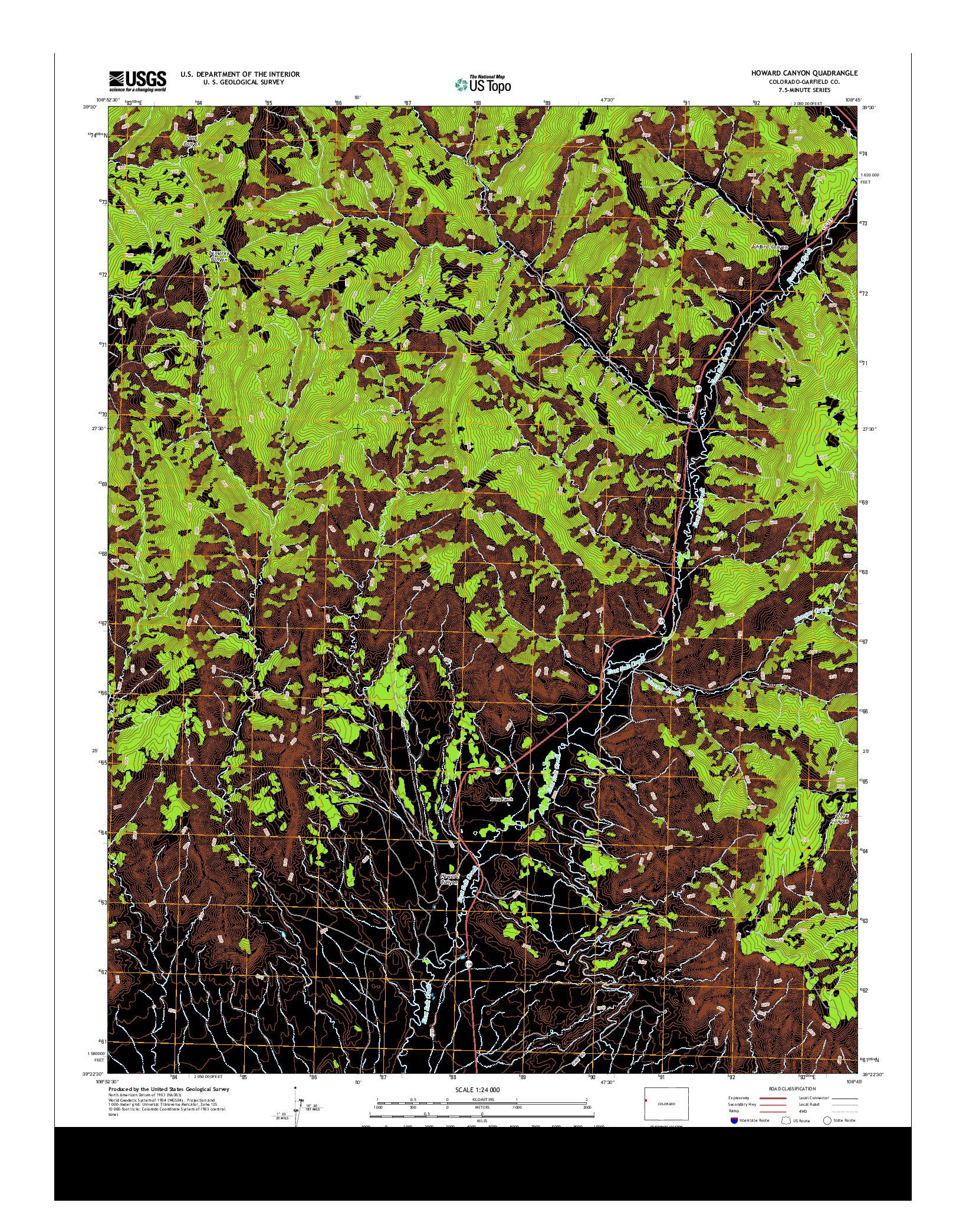 USGS US TOPO 7.5-MINUTE MAP FOR HOWARD CANYON, CO 2013