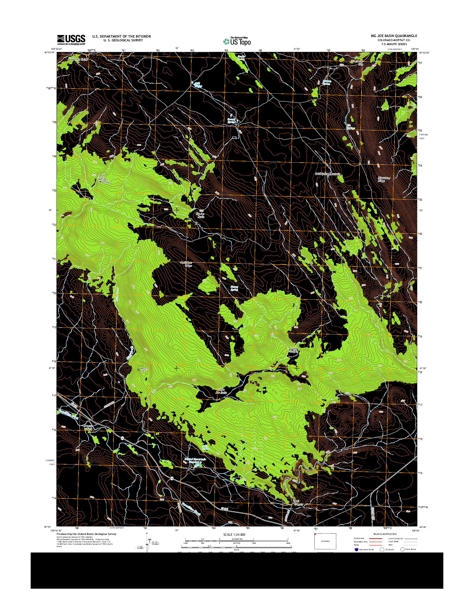 USGS US TOPO 7.5-MINUTE MAP FOR BIG JOE BASIN, CO 2013