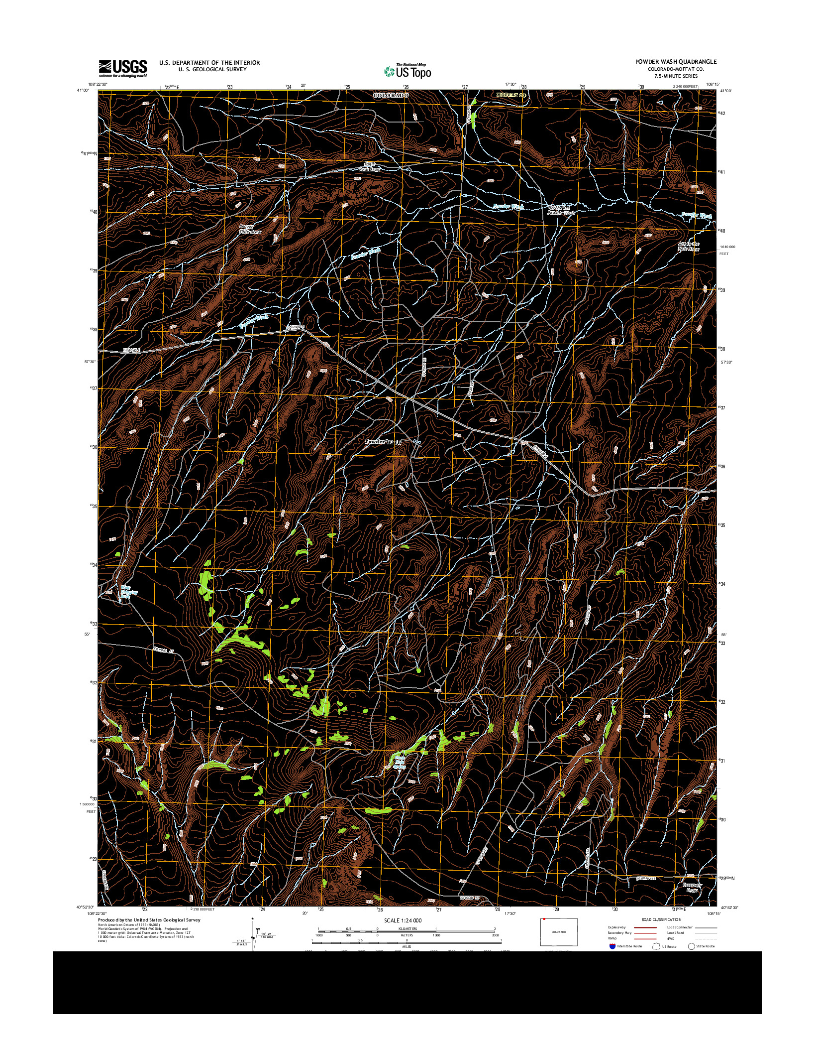 USGS US TOPO 7.5-MINUTE MAP FOR POWDER WASH, CO 2013