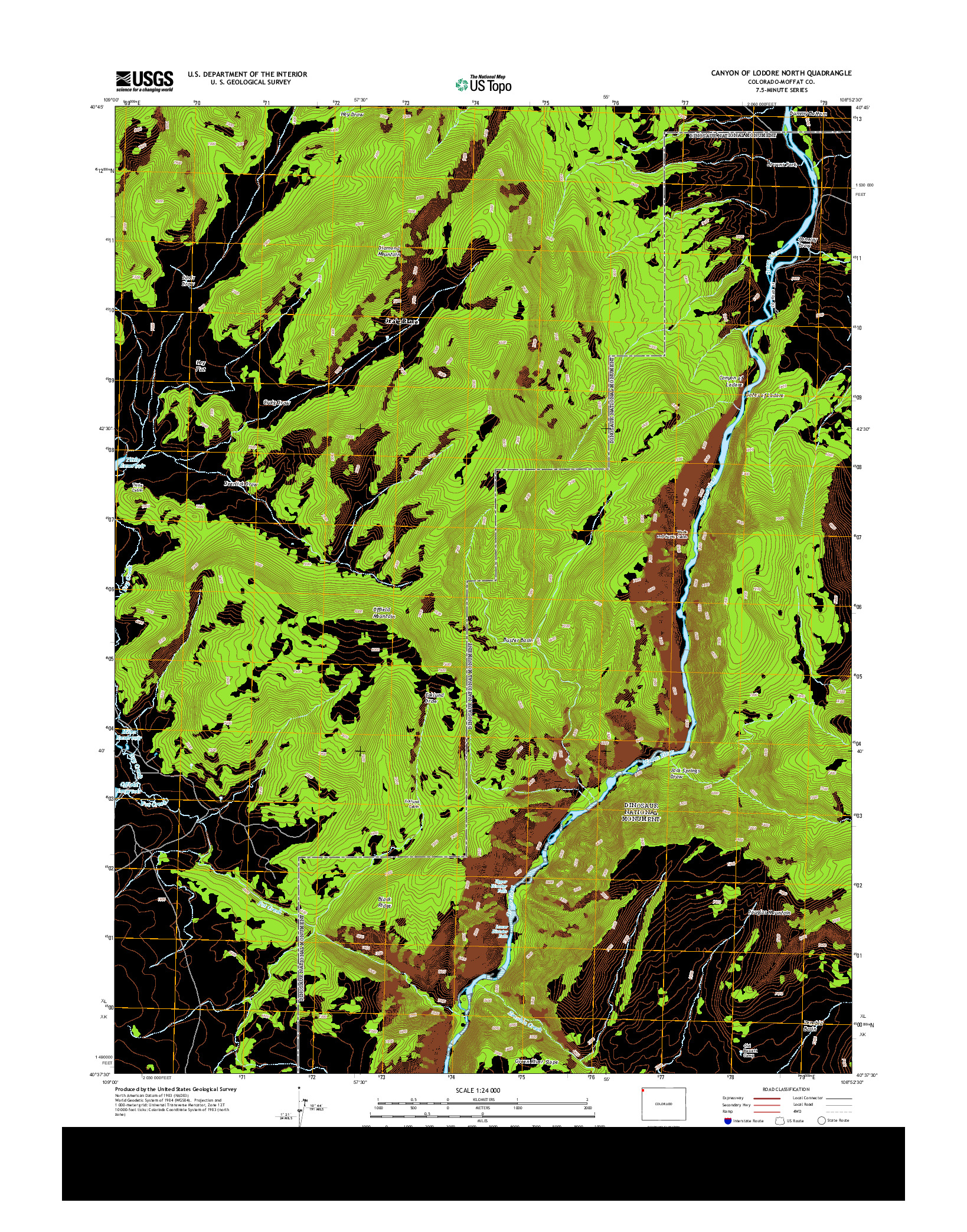 USGS US TOPO 7.5-MINUTE MAP FOR CANYON OF LODORE NORTH, CO 2013