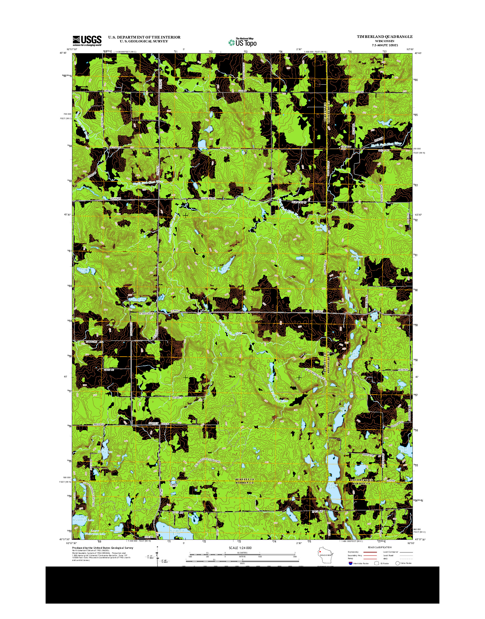 USGS US TOPO 7.5-MINUTE MAP FOR TIMBERLAND, WI 2013