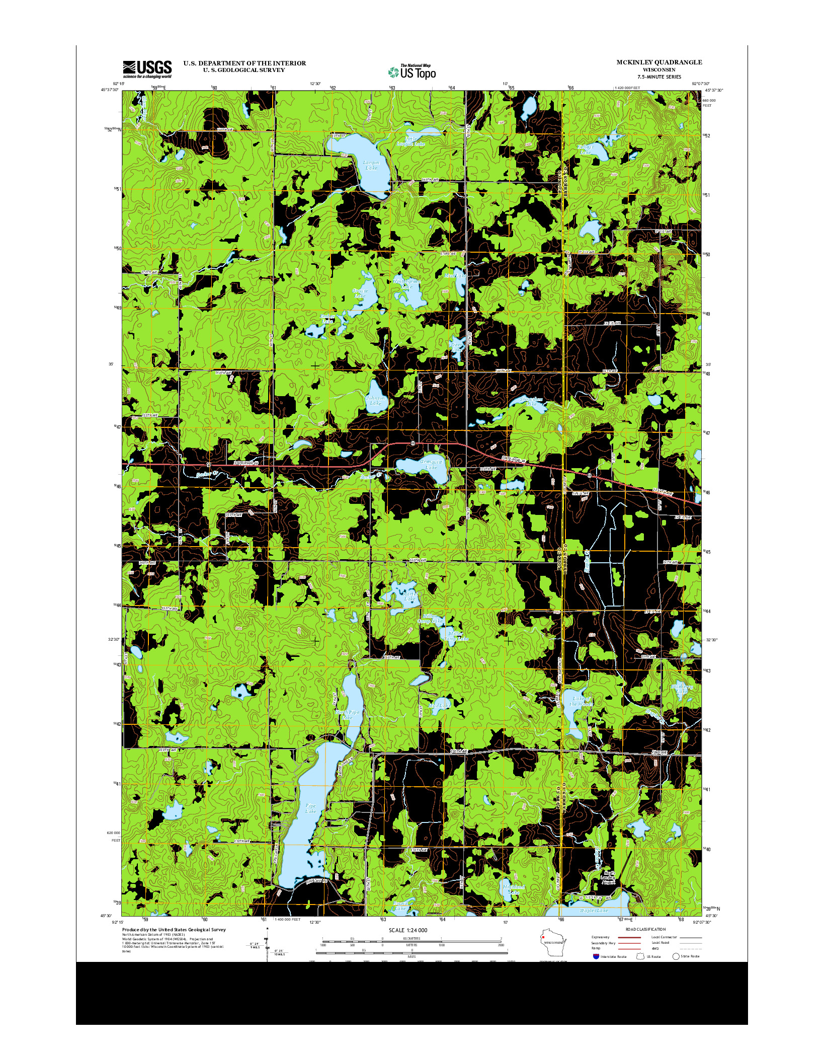 USGS US TOPO 7.5-MINUTE MAP FOR MCKINLEY, WI 2013