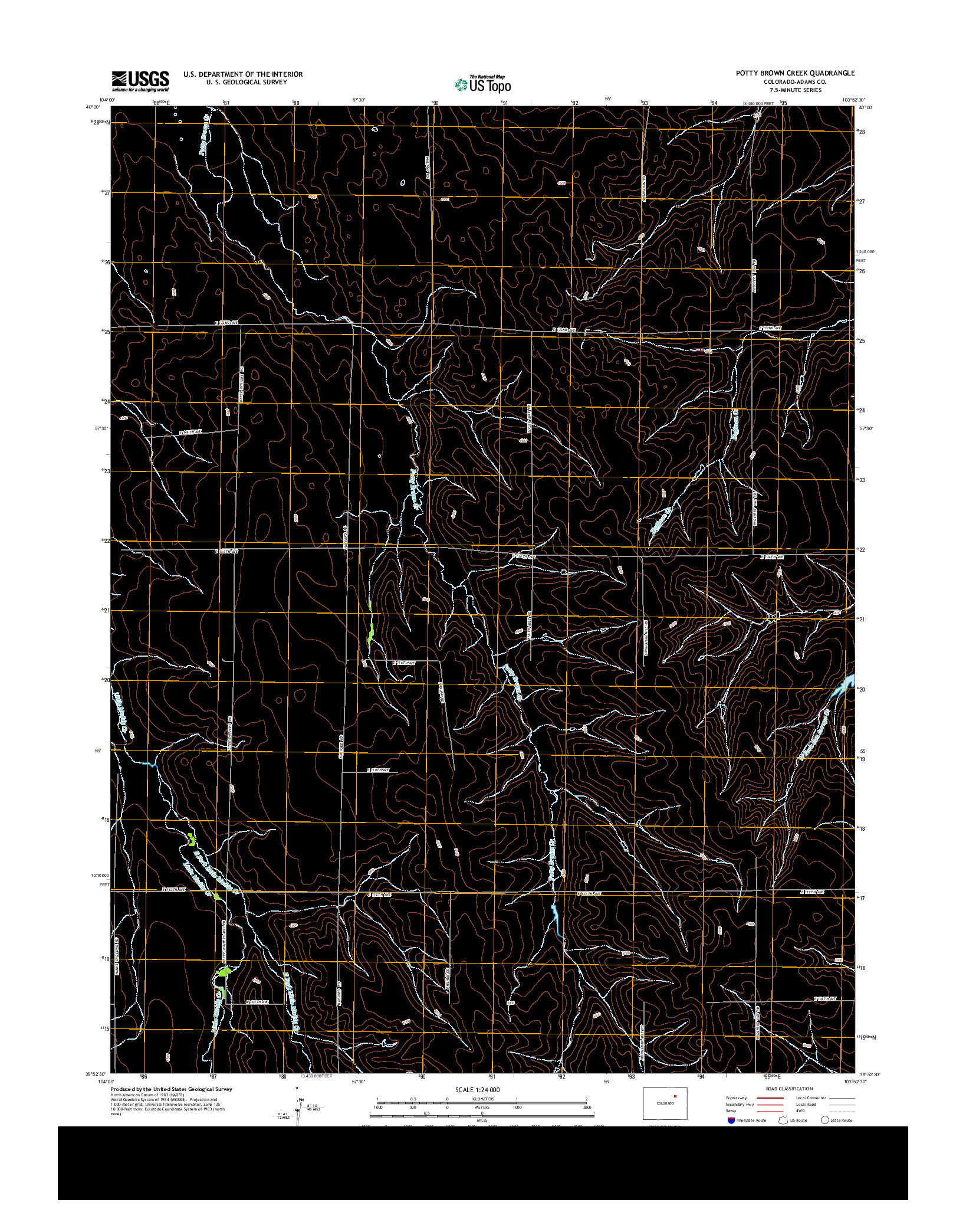 USGS US TOPO 7.5-MINUTE MAP FOR POTTY BROWN CREEK, CO 2013