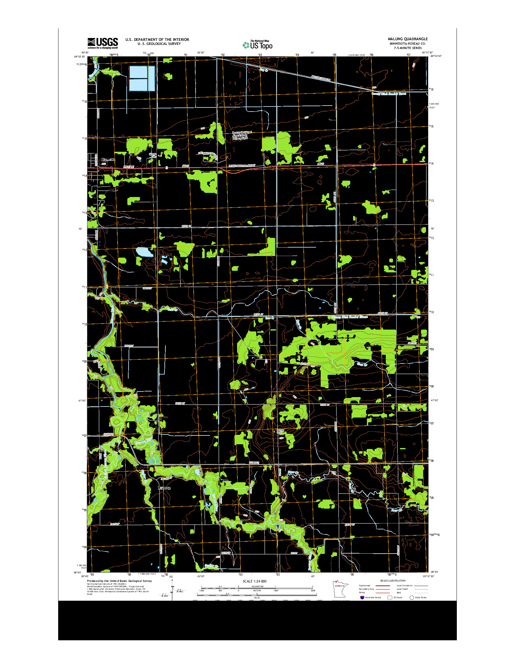 USGS US TOPO 7.5-MINUTE MAP FOR MALUNG, MN 2013