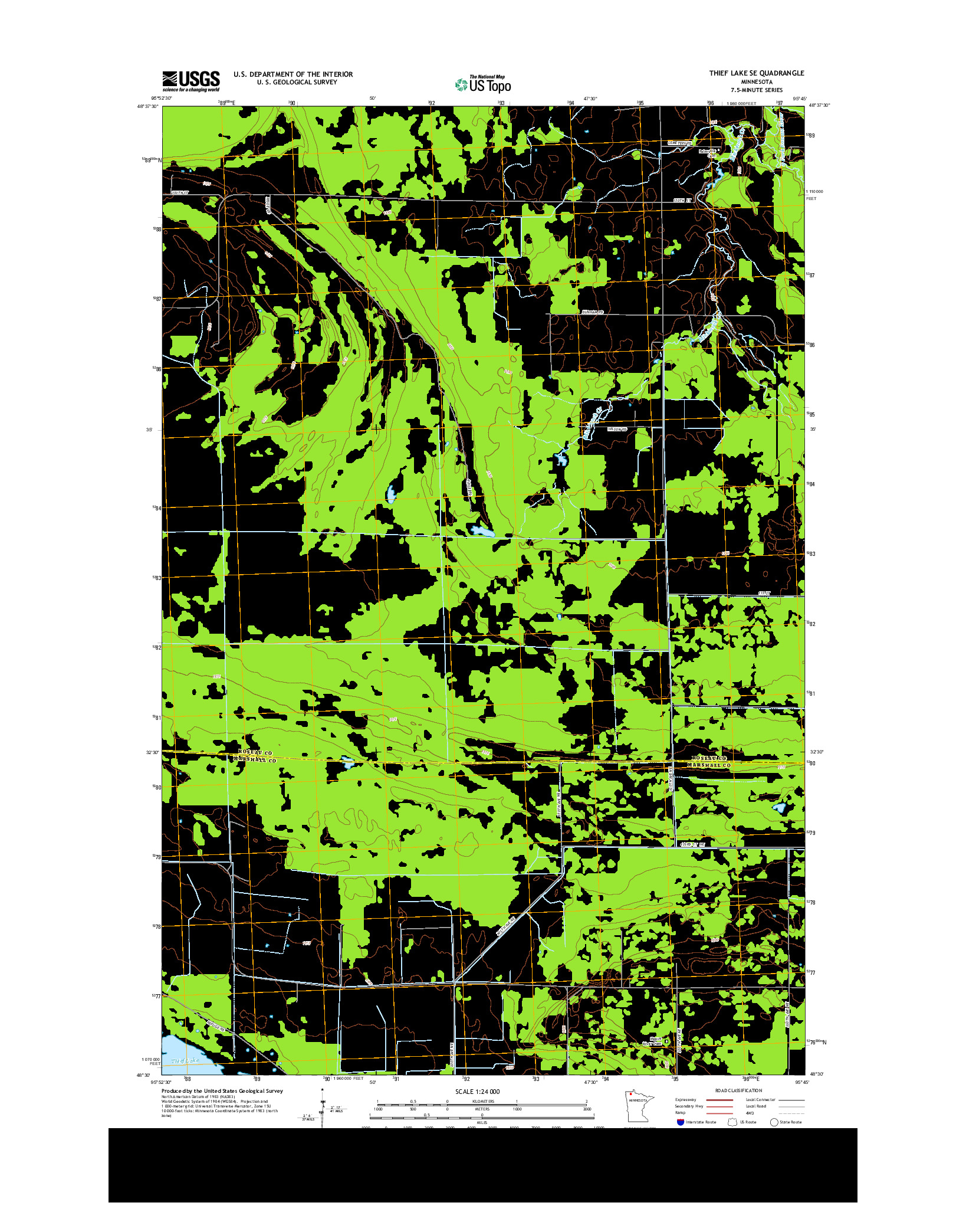 USGS US TOPO 7.5-MINUTE MAP FOR THIEF LAKE SE, MN 2013