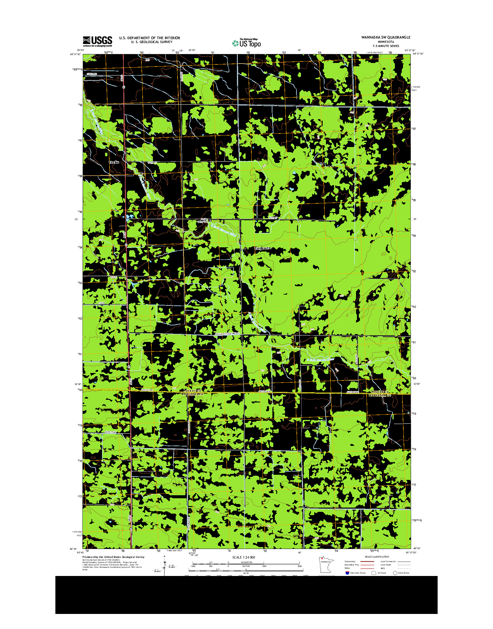 USGS US TOPO 7.5-MINUTE MAP FOR WANNASKA SW, MN 2013