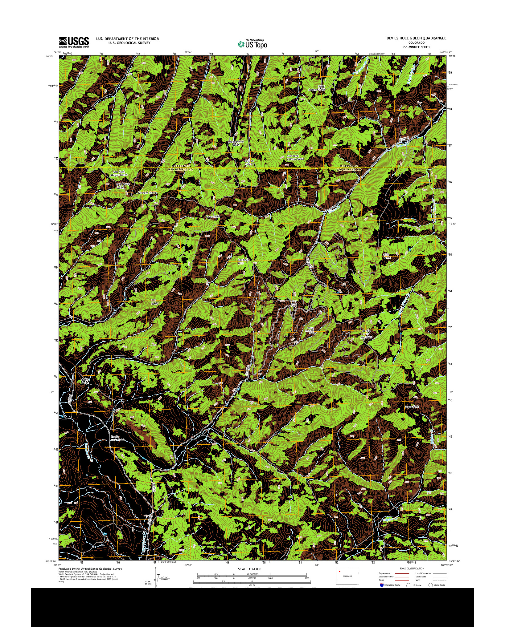 USGS US TOPO 7.5-MINUTE MAP FOR DEVILS HOLE GULCH, CO 2013