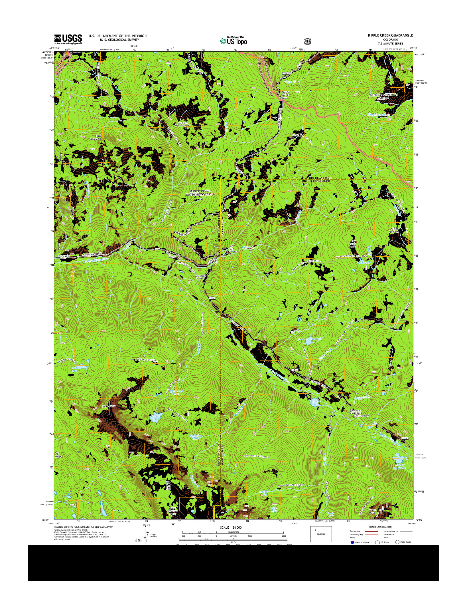 USGS US TOPO 7.5-MINUTE MAP FOR RIPPLE CREEK, CO 2013