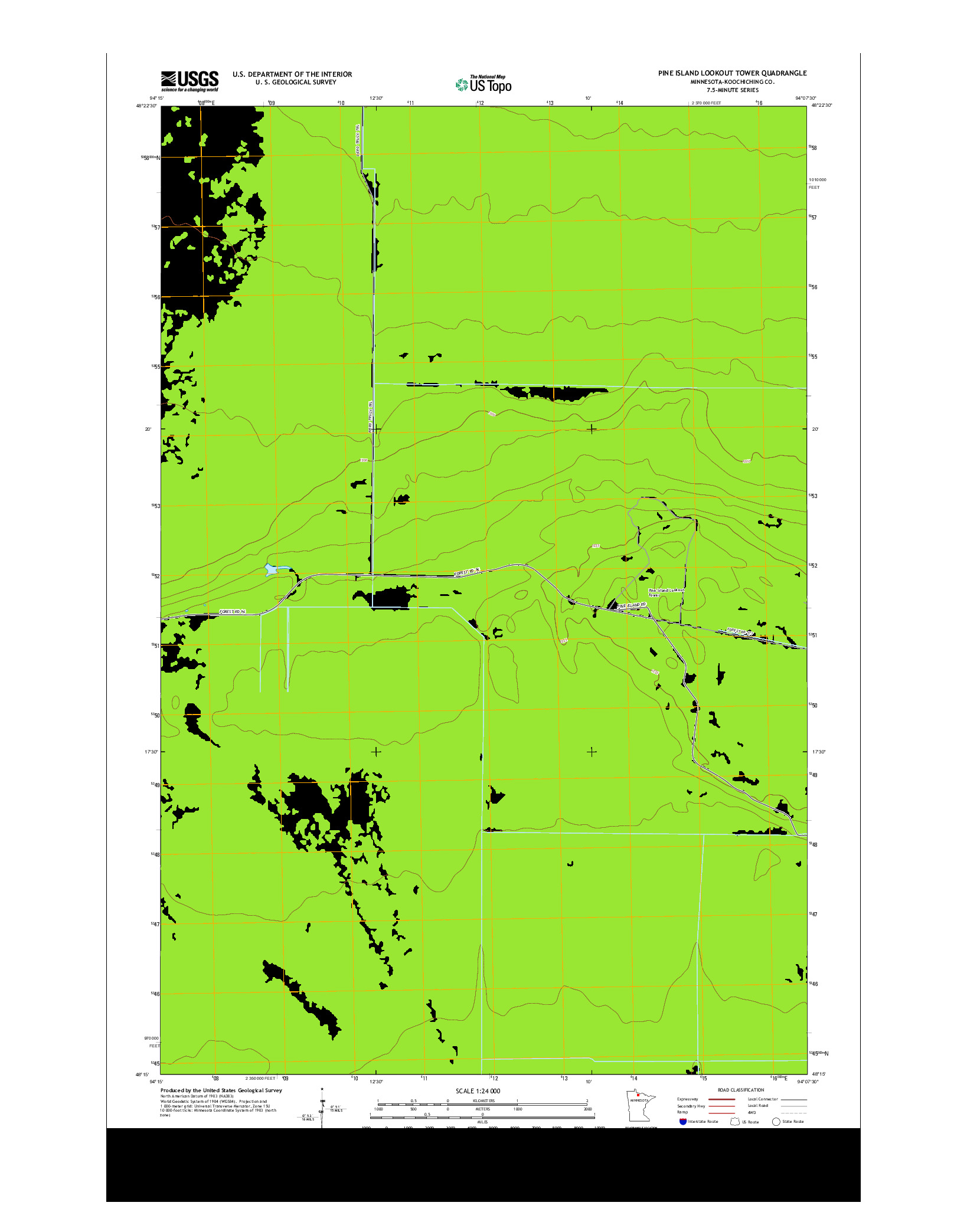 USGS US TOPO 7.5-MINUTE MAP FOR PINE ISLAND LOOKOUT TOWER, MN 2013