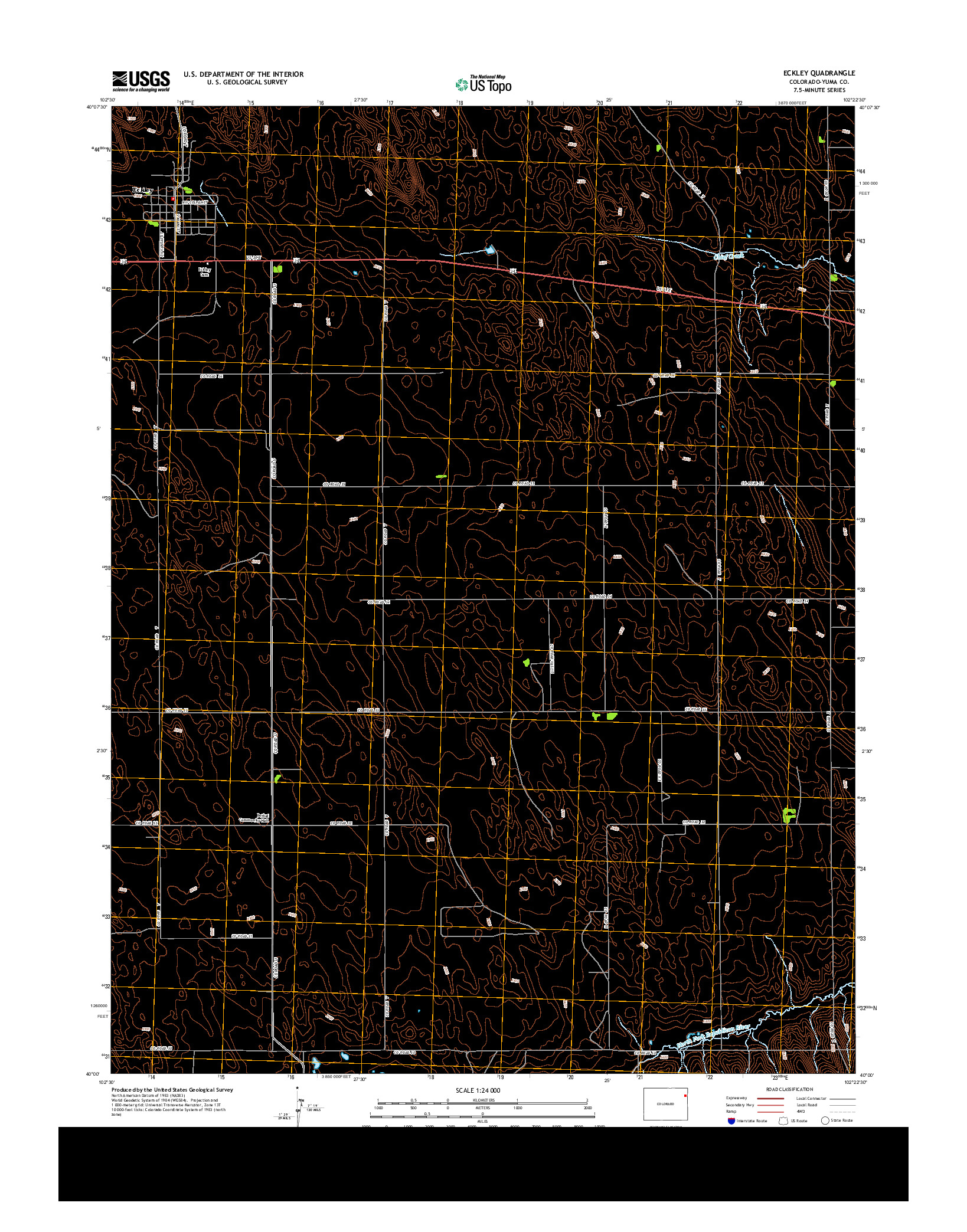 USGS US TOPO 7.5-MINUTE MAP FOR ECKLEY, CO 2013