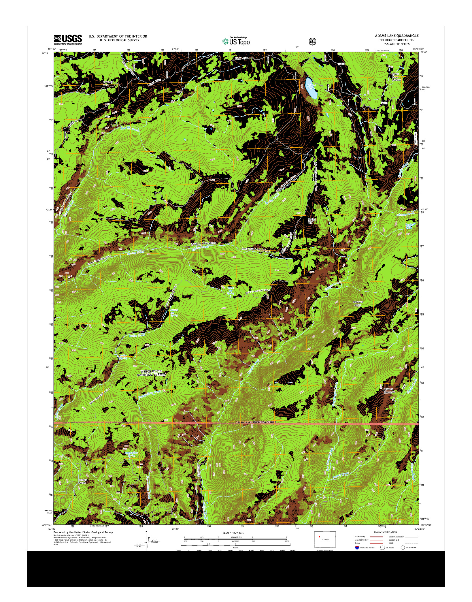 USGS US TOPO 7.5-MINUTE MAP FOR ADAMS LAKE, CO 2013