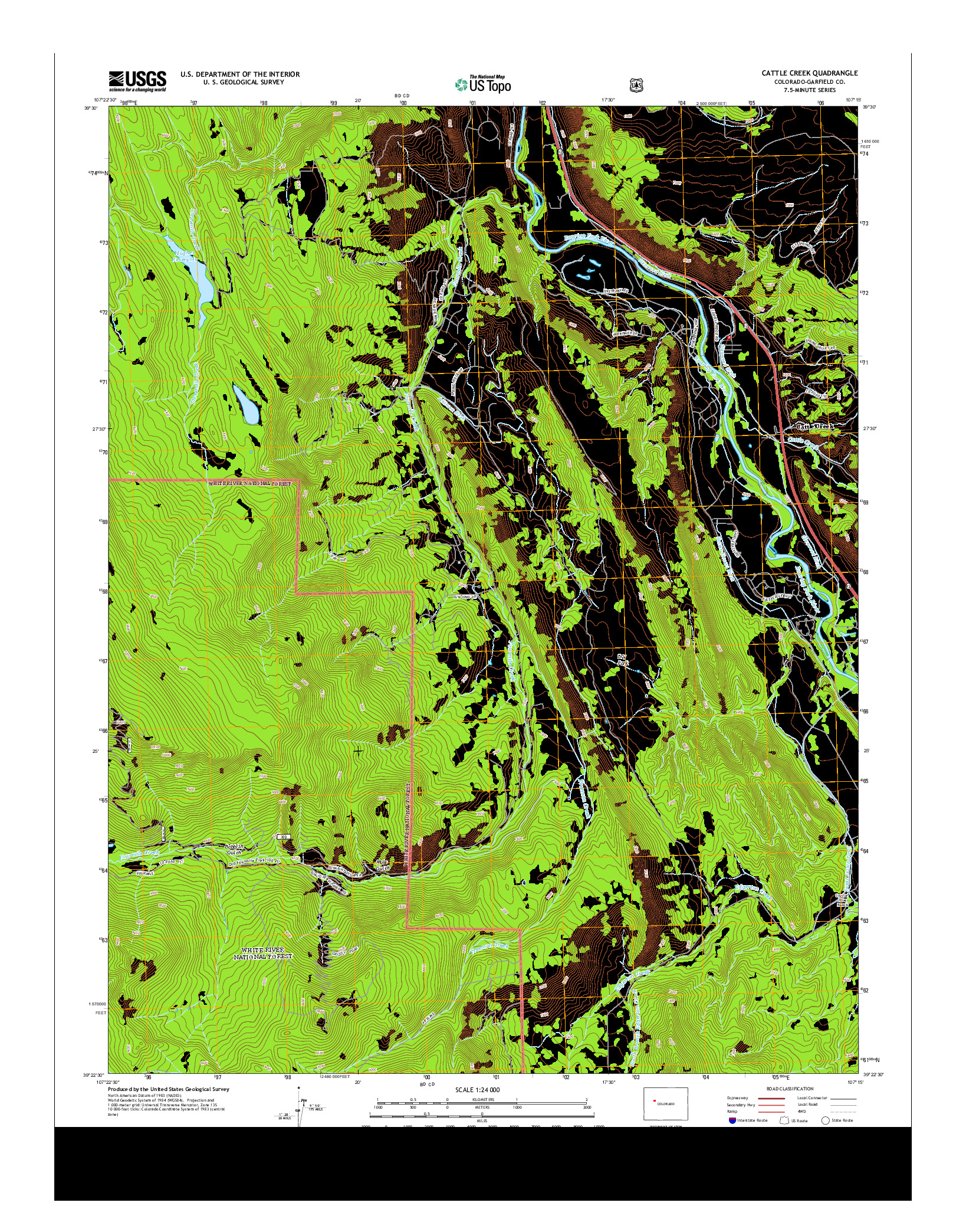 USGS US TOPO 7.5-MINUTE MAP FOR CATTLE CREEK, CO 2013