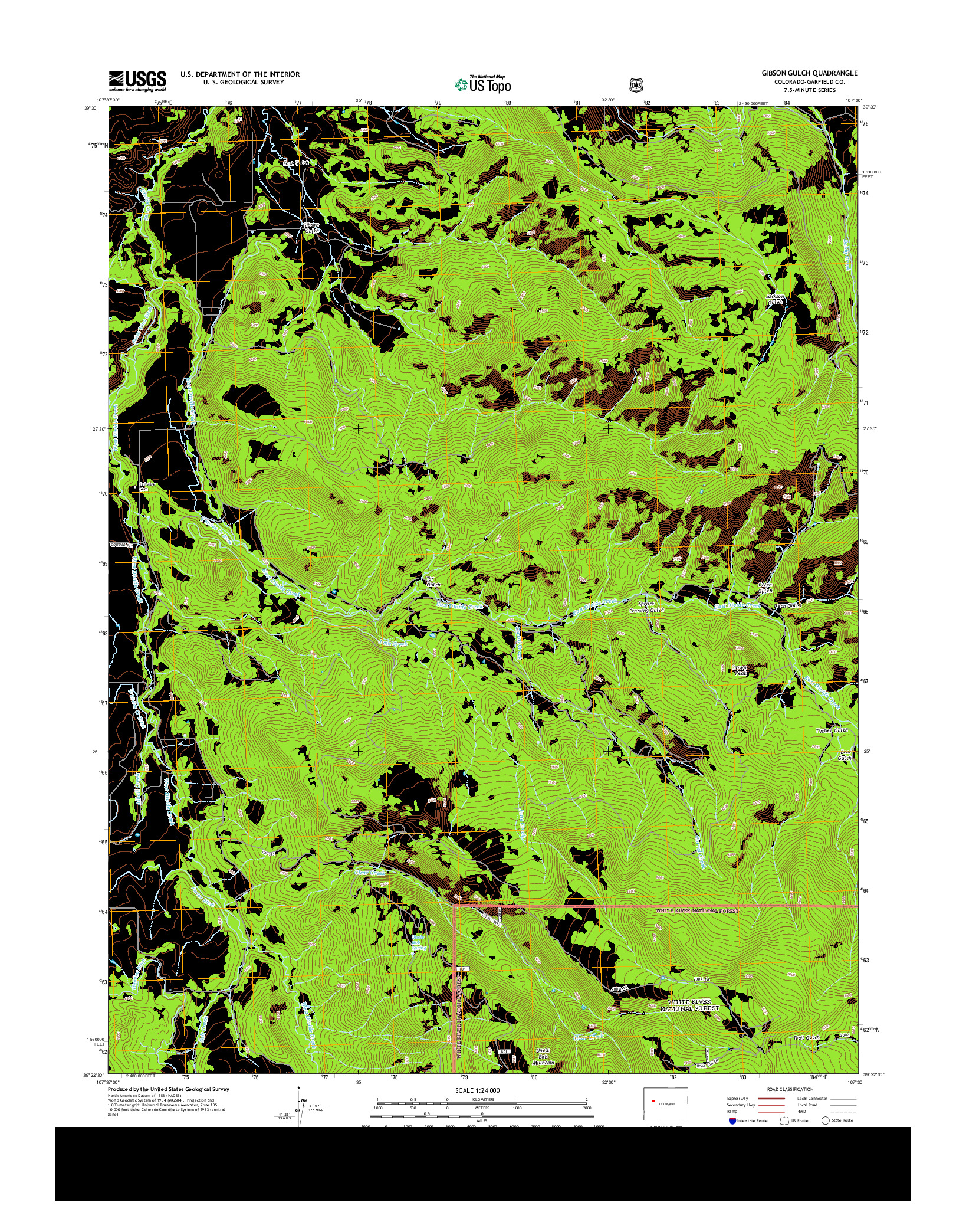 USGS US TOPO 7.5-MINUTE MAP FOR GIBSON GULCH, CO 2013