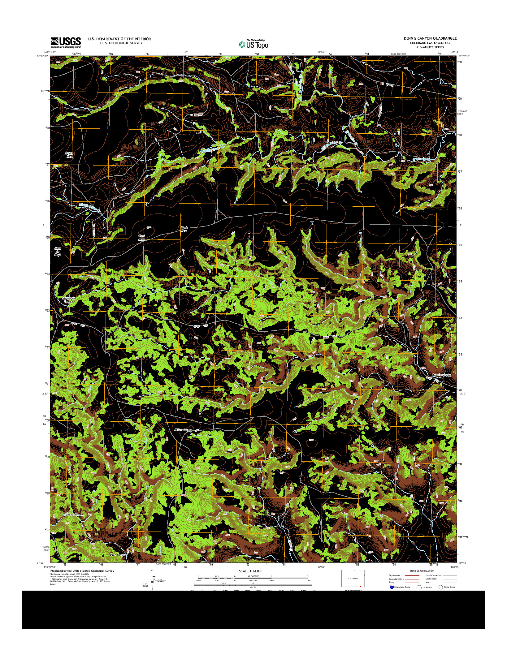 USGS US TOPO 7.5-MINUTE MAP FOR DENNIS CANYON, CO 2013