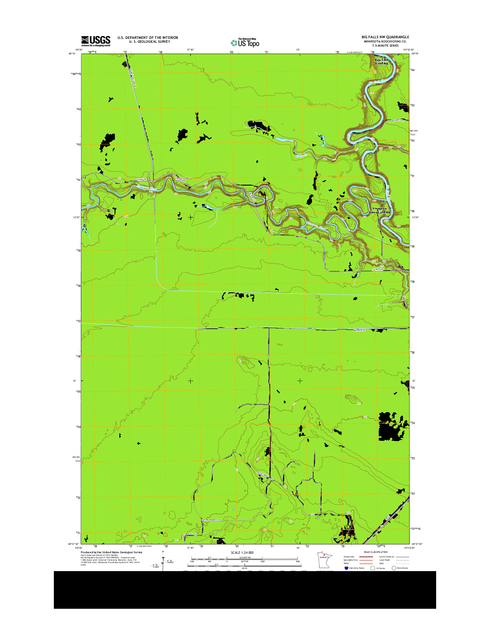 USGS US TOPO 7.5-MINUTE MAP FOR BIG FALLS NW, MN 2013
